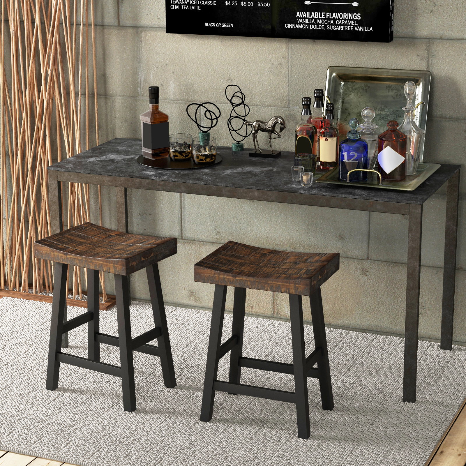 LJG 24 Inch Solid Wood Saddle-Seat with Curved Seat Surface and Comfortable Footrests