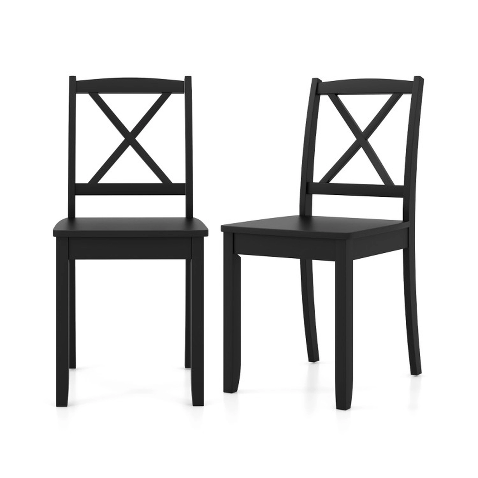 SUGIFT Set of 2 400-lb Capacity Black Farmhouse Cross Back Wood Dining Chairs with Rubber Wood Legs