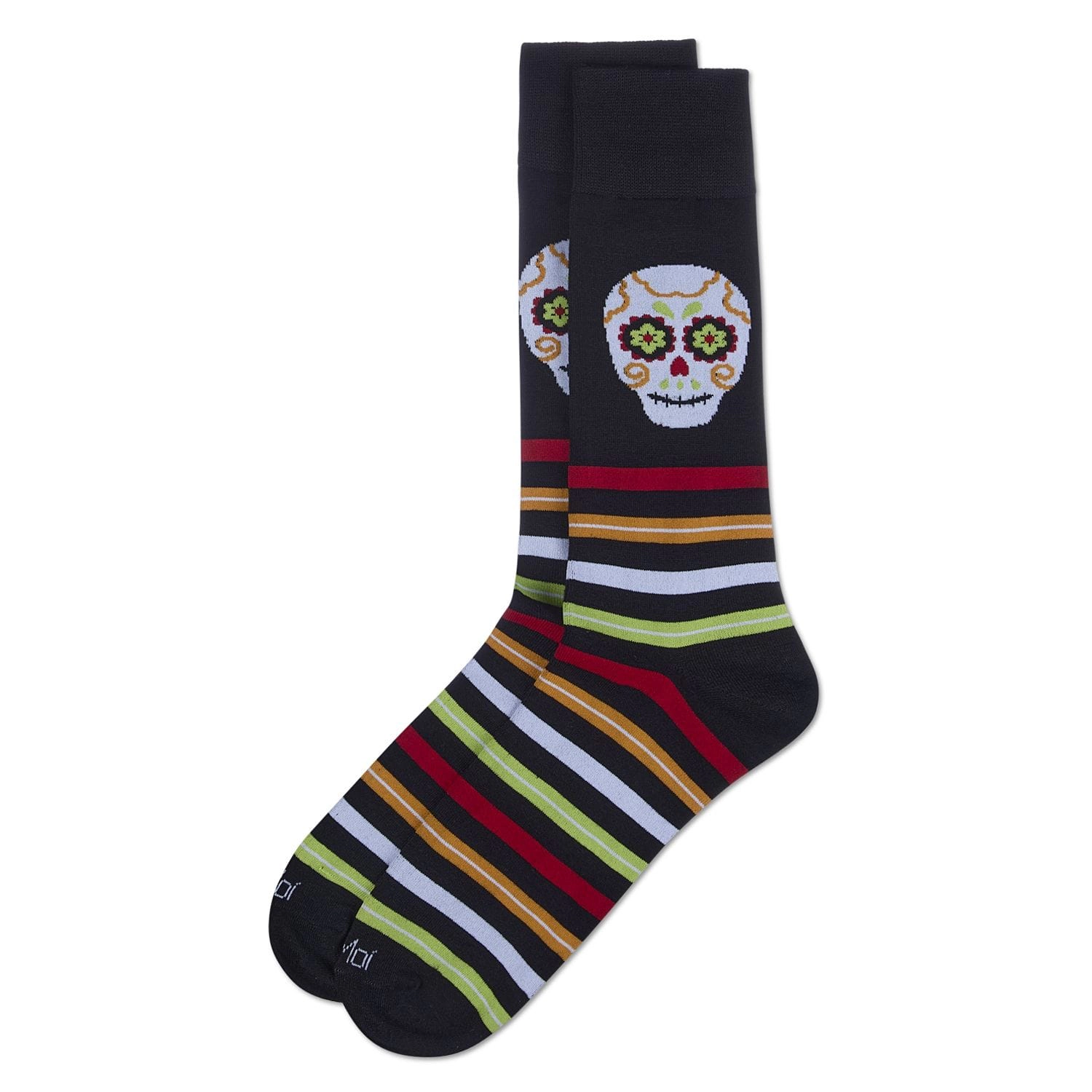 MeMoi Men's Striped Skull Rayon From Bamboo Crew Socks
