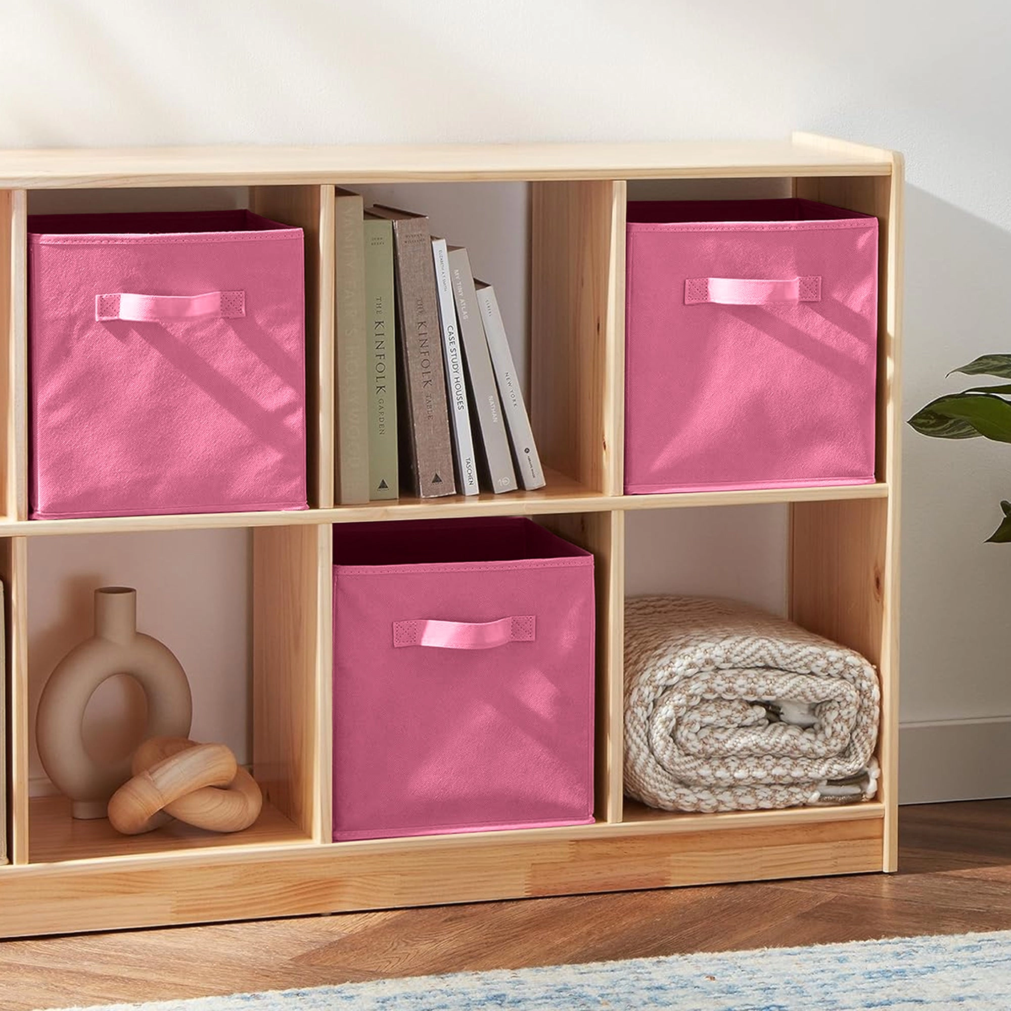 Cheer Collection Fabric Storage Cubes with Handles 6 Pack Collapsible Shelf