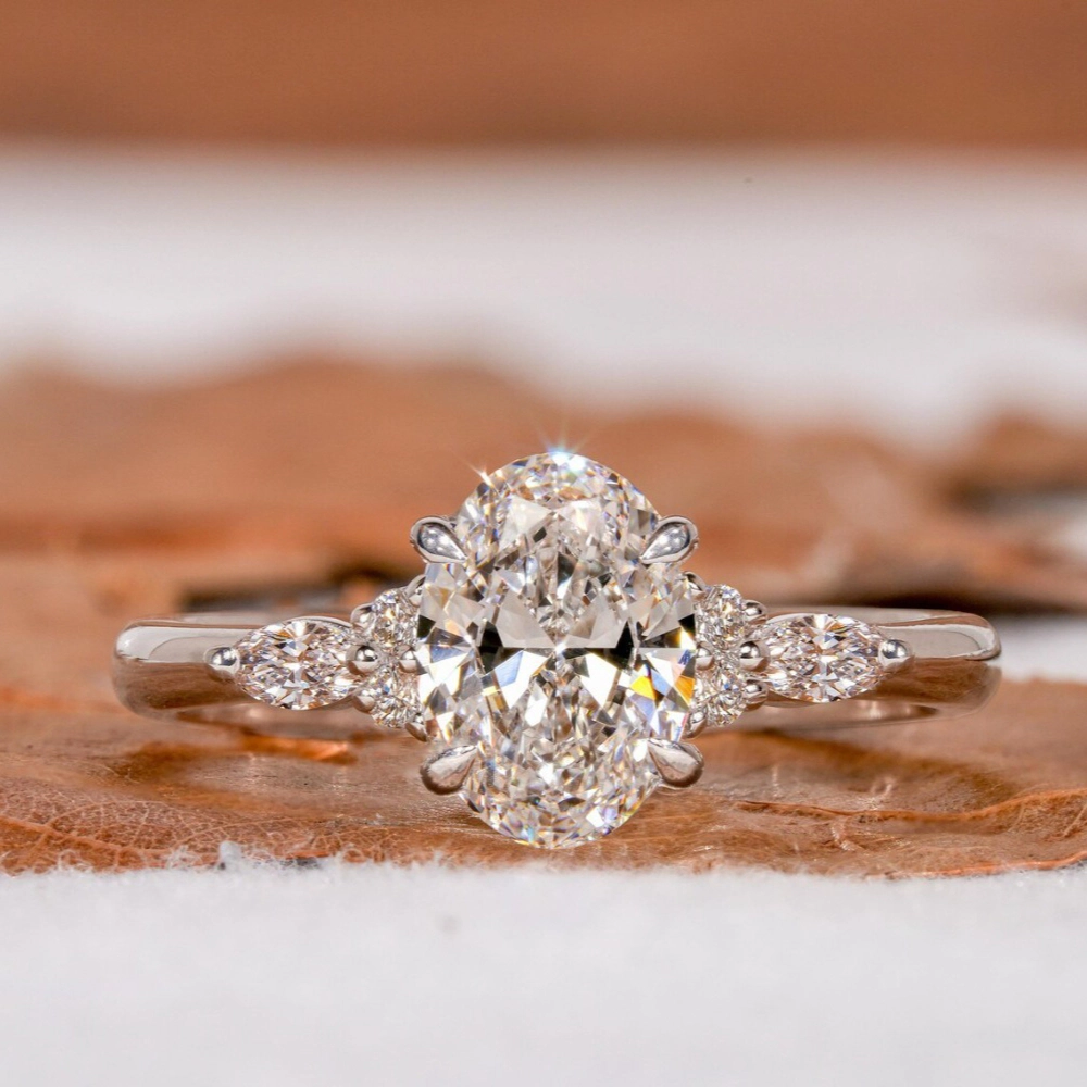 Wardrobe Whimsy Oval Cut Cubic Zirconia Multi‑Accent Engagement Ring
