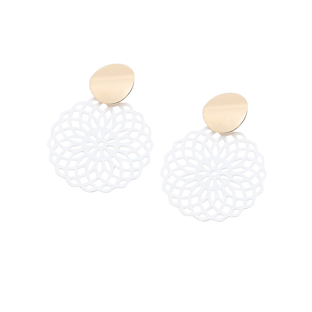 SOHI Women's Red Floral Filigree Drop Earrings