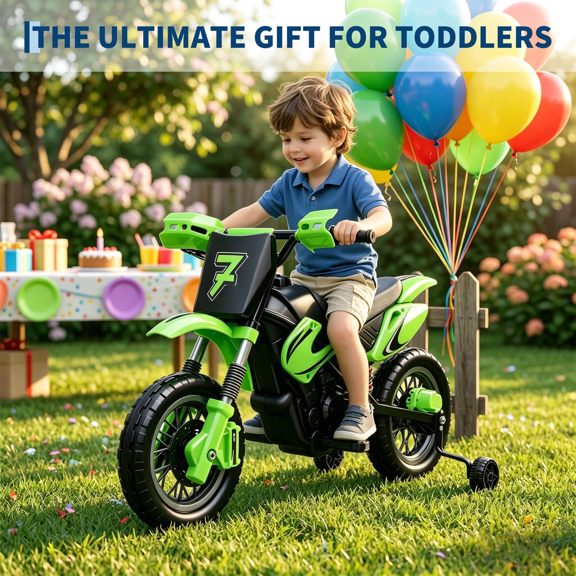 12V Kids Ride On Motorcycle with Dual Motors, 3-Wheel Electric Bike Lights & Sounds for Boys Girls