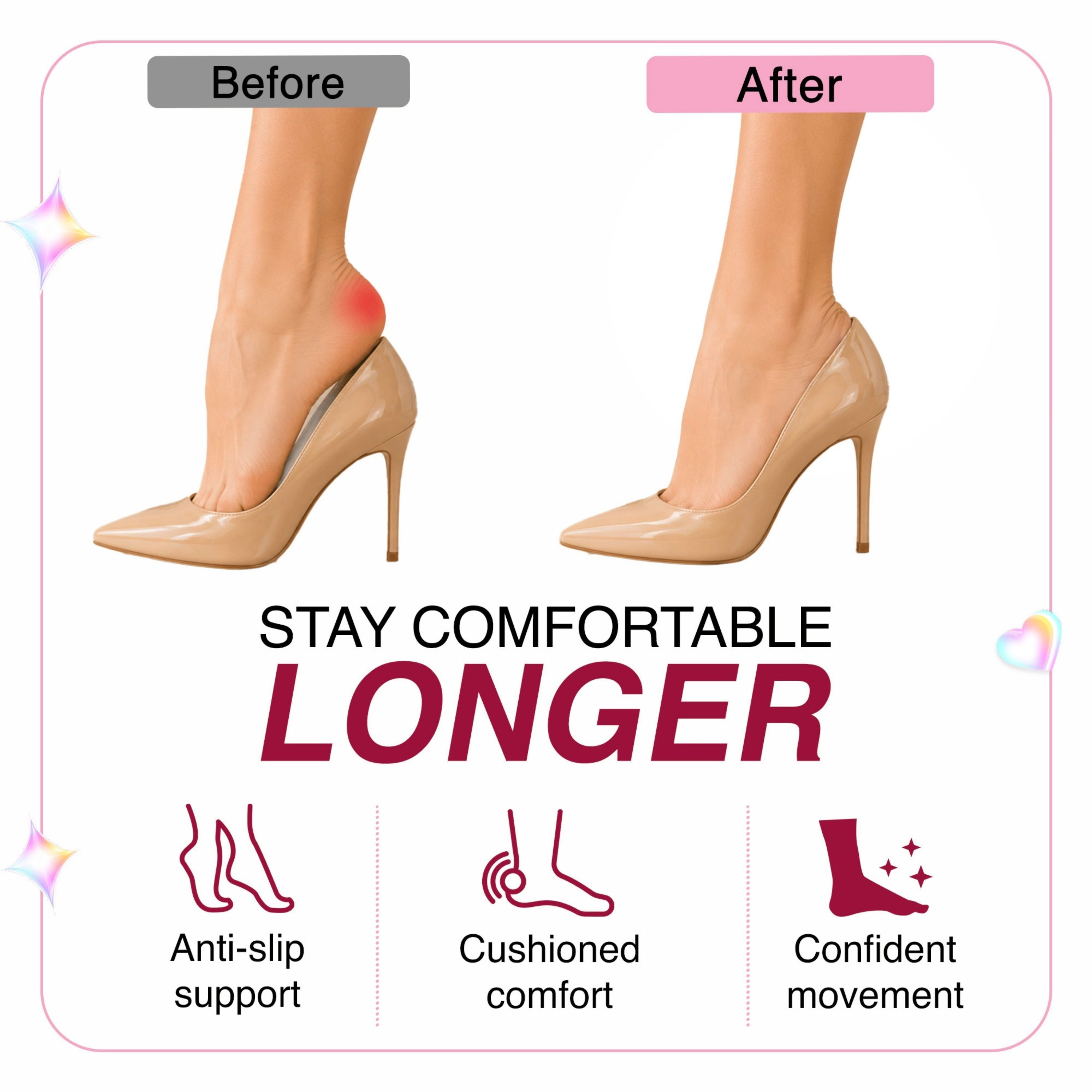 LECHERY Women's 3-Pack T Heel Grips – Anti-Slip Cushions for Shoes