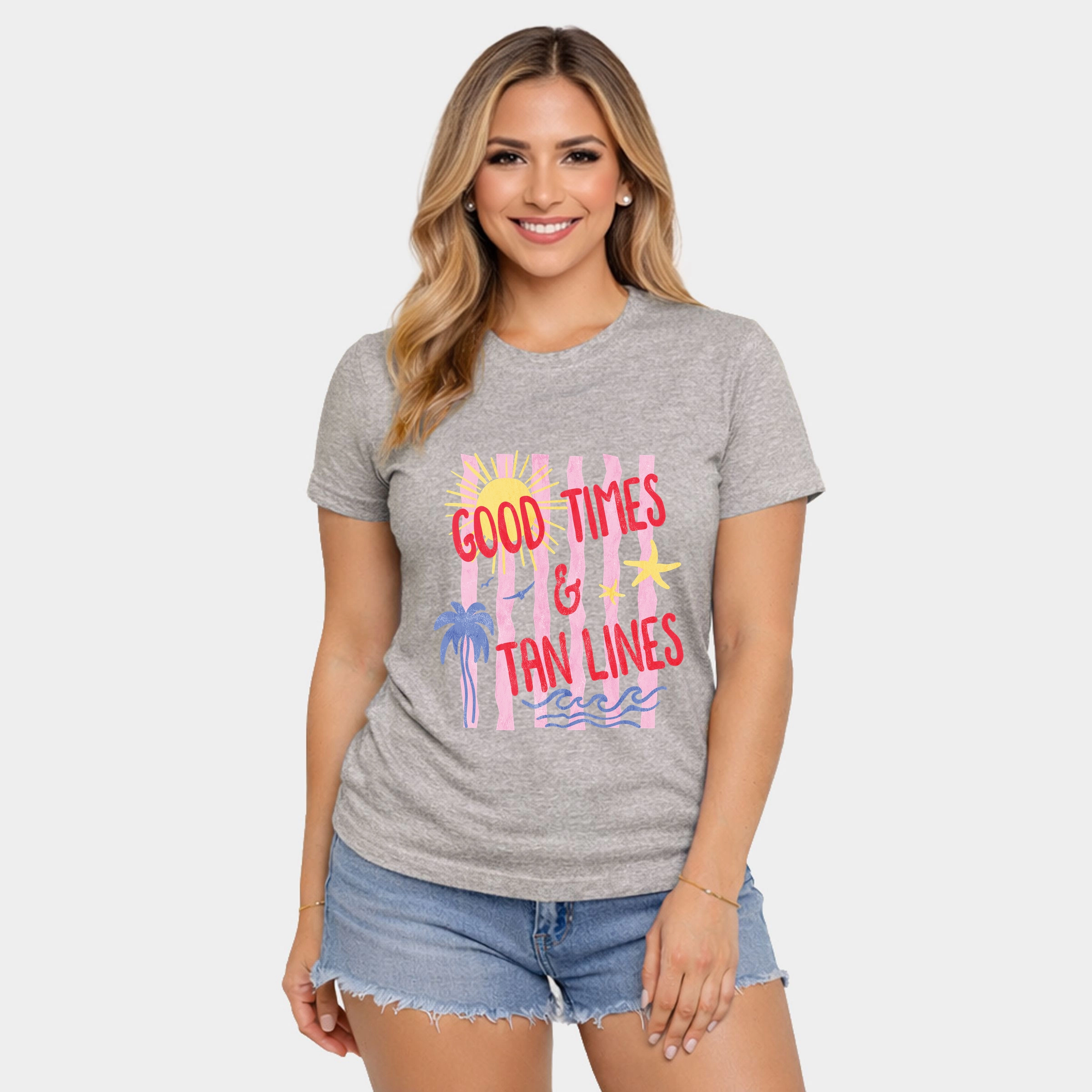Simply Sage Market - Good Times & Tan Lines Stripes Women's Short Sleeve Graphic T-Shirt