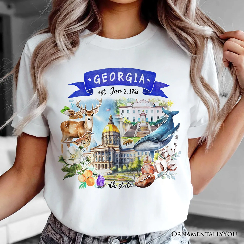 OrnamentallyYou Unisex Artistic Georgia State Themes And Landmarks T-Shirt