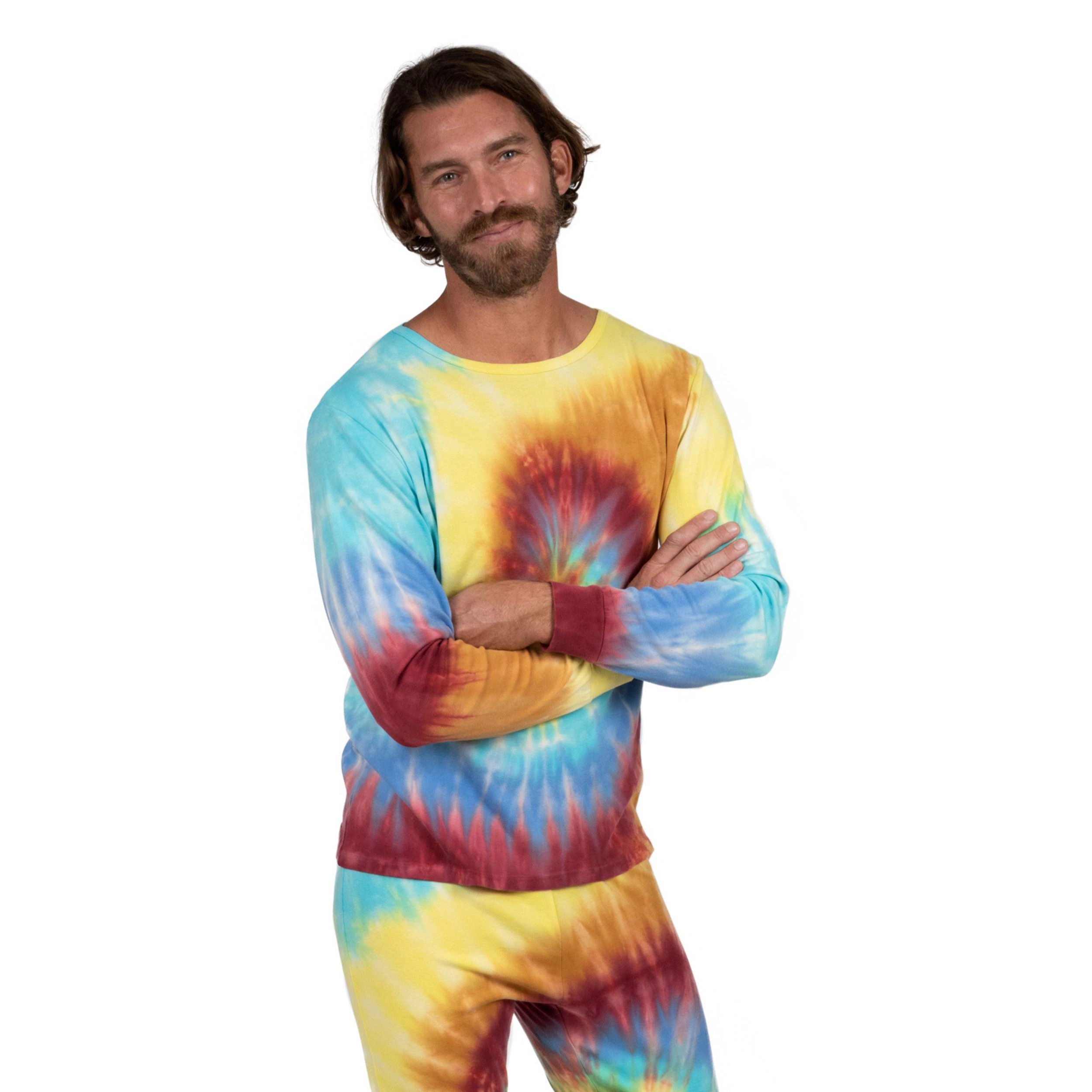 Leveret Men's 2-Piece Cotton Snug Fit Tie Dye Swirl Pajama Set