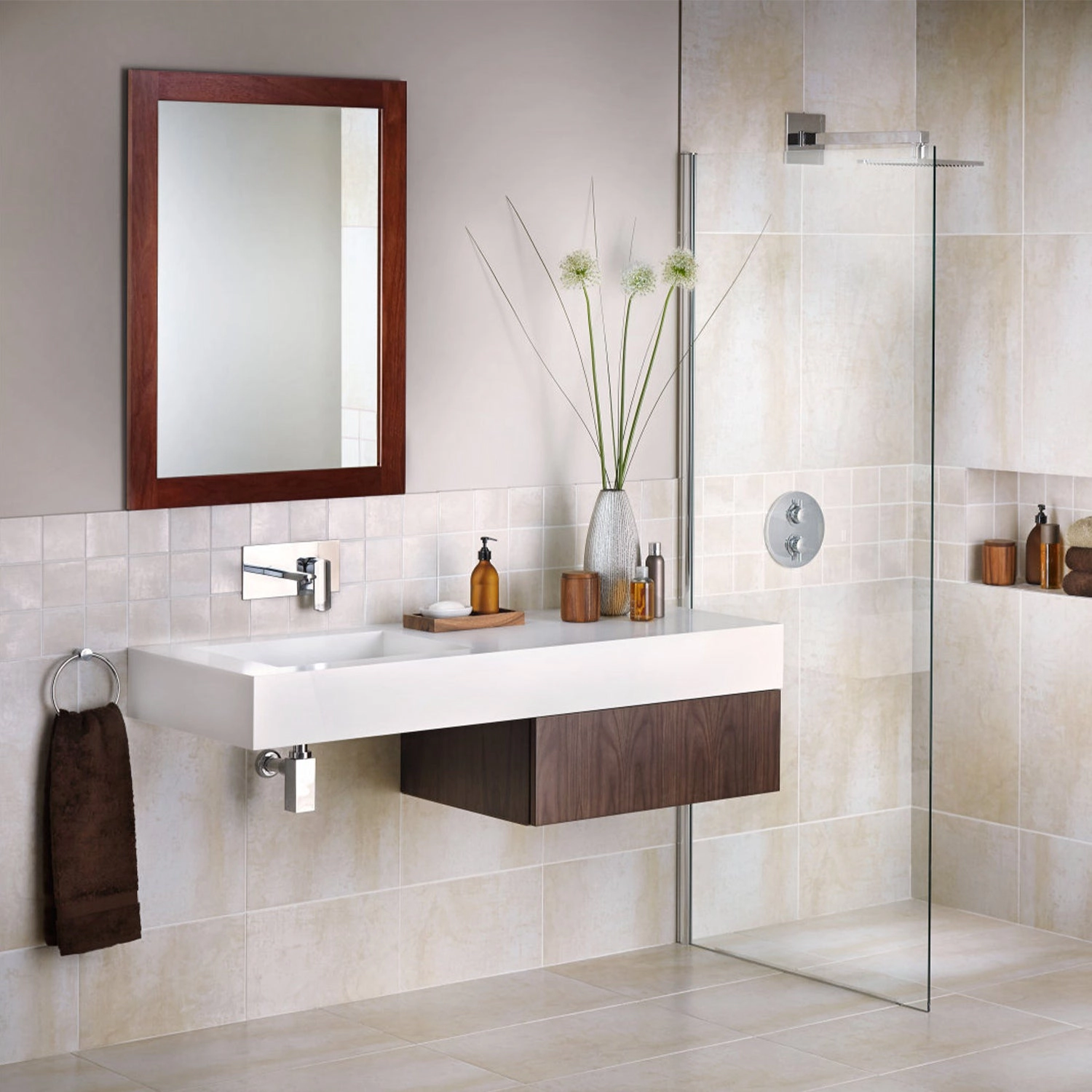 GBruno Wood-Like Frame 40 Cm Rectangle Wall Mirror