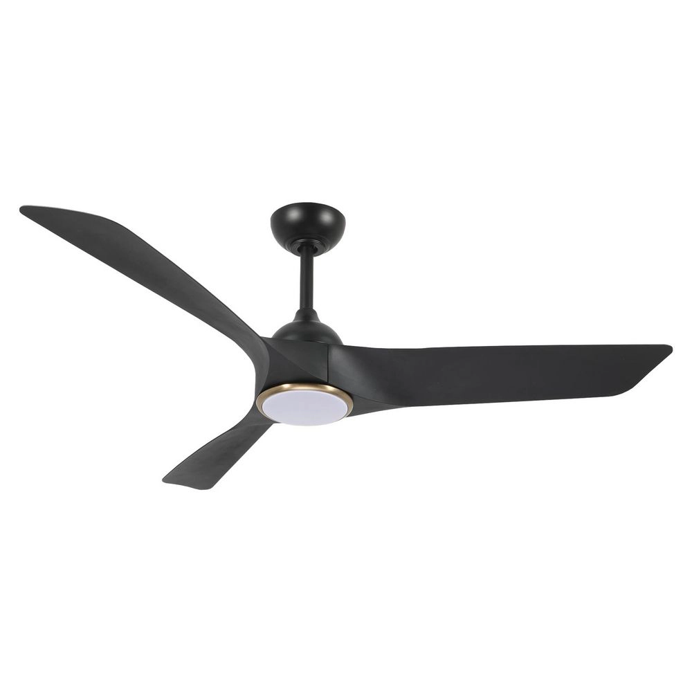 Flynama 52 in. Black Ceiling Fan with Light, Quiet DC Motor, 6-Speed Remote Control, 3 ABS Blades, Indoor