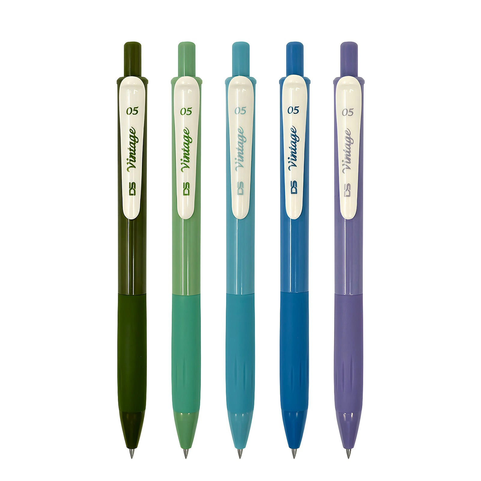 Wrapables Multi-Color Retractable Gel Pens, 0.5mm Fine Point for Writing and Journaling, Cool Arctic, Set of 5