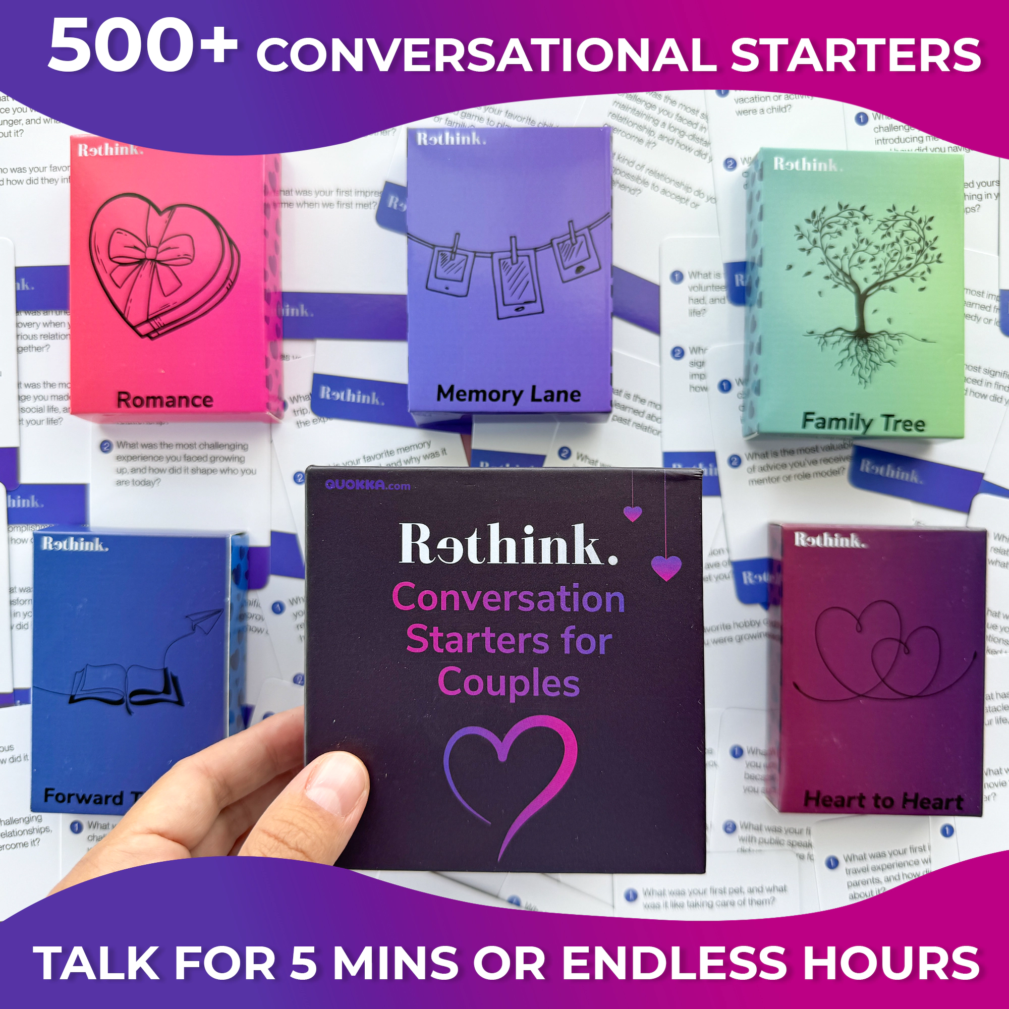 QUOKKA Couples Conversation Card Game – 500 Questions for Date Nights & Meaningful Conversations