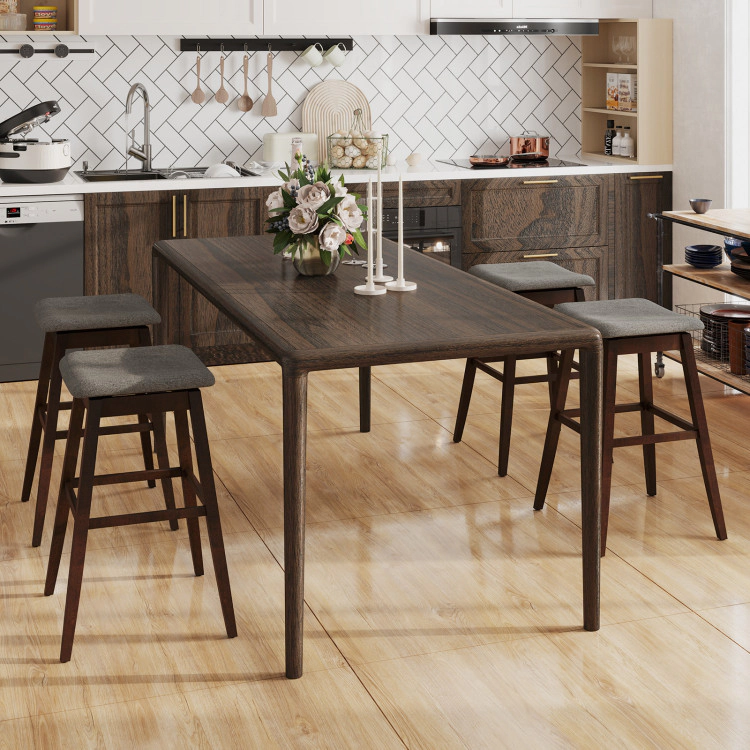 Hivvago Swivel Counter Bar Stools with Wooden Legs and Integrated Footrest - Set of 2