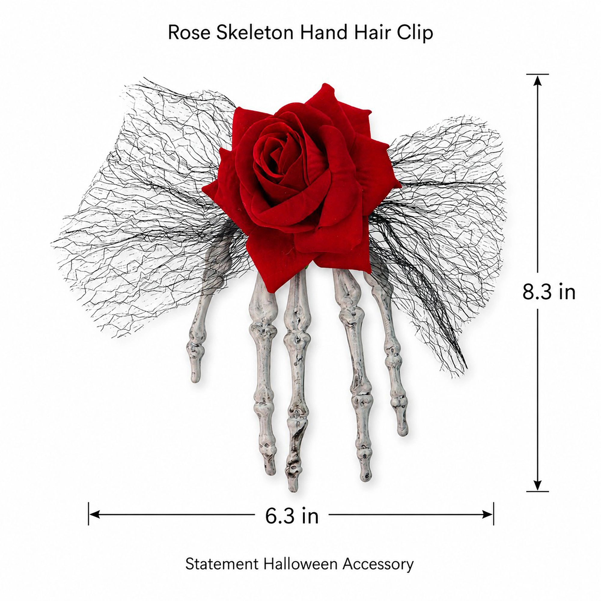 Alilang Pet Halloween Skeleton Hand Rose Lace Hair Clip