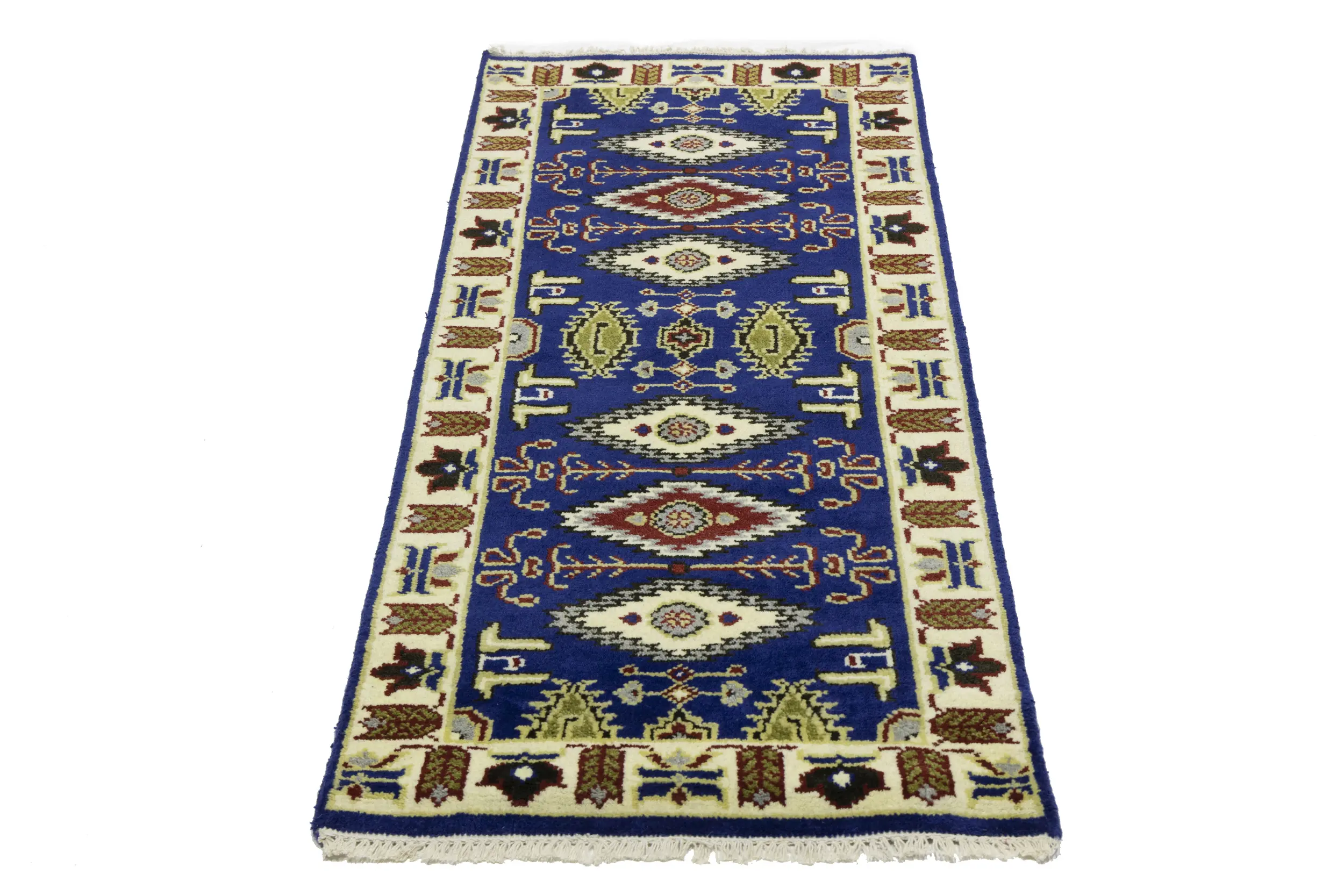 Magic Rugs Navy Blue Geometric 3X6 Kazak Oriental Rug