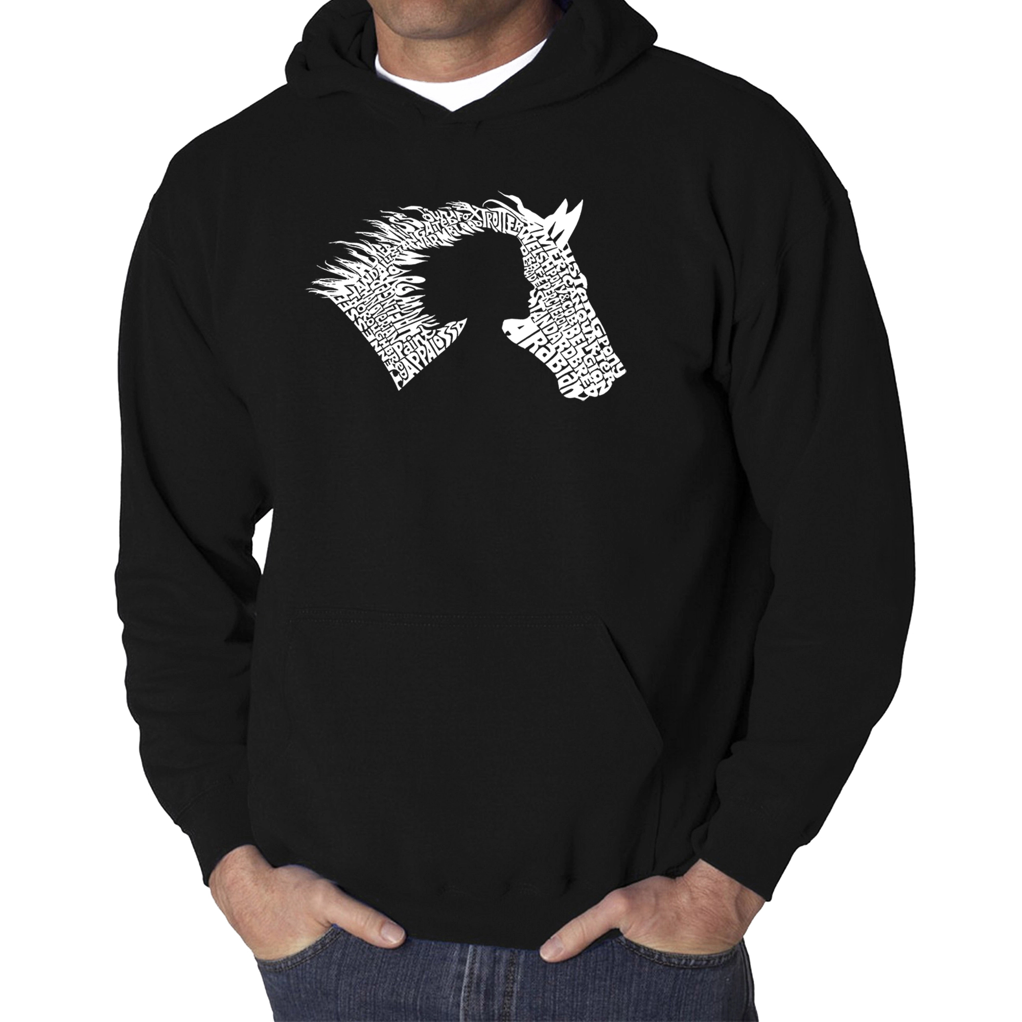 LA Pop Art Girl Horse - Men's Word Hooded Sweatshirt