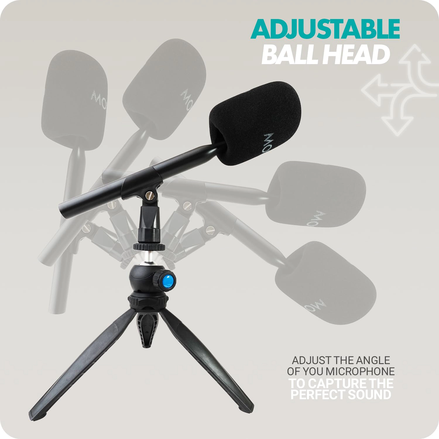 Movo HMT-2 Tabletop Tripod Microphone Stand for Movo WMX-HM and Rode Interview Go Handheld Wireless Mic Adapters