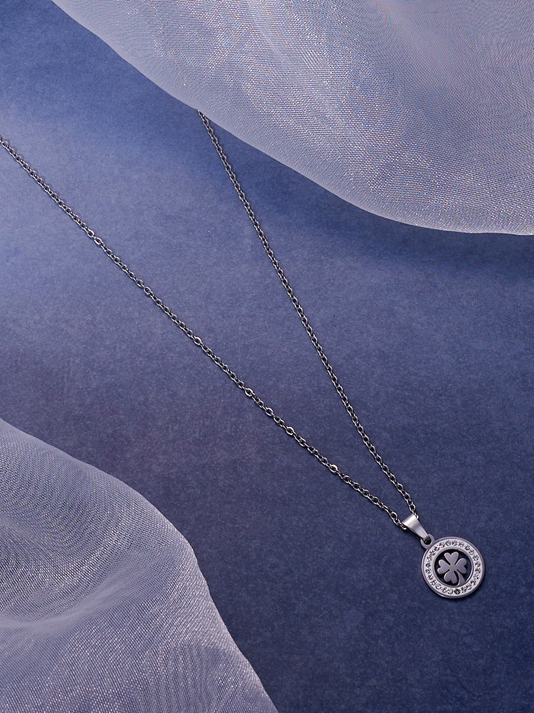 SOHI Women's Metallic Silver the Clover Pendant Necklace