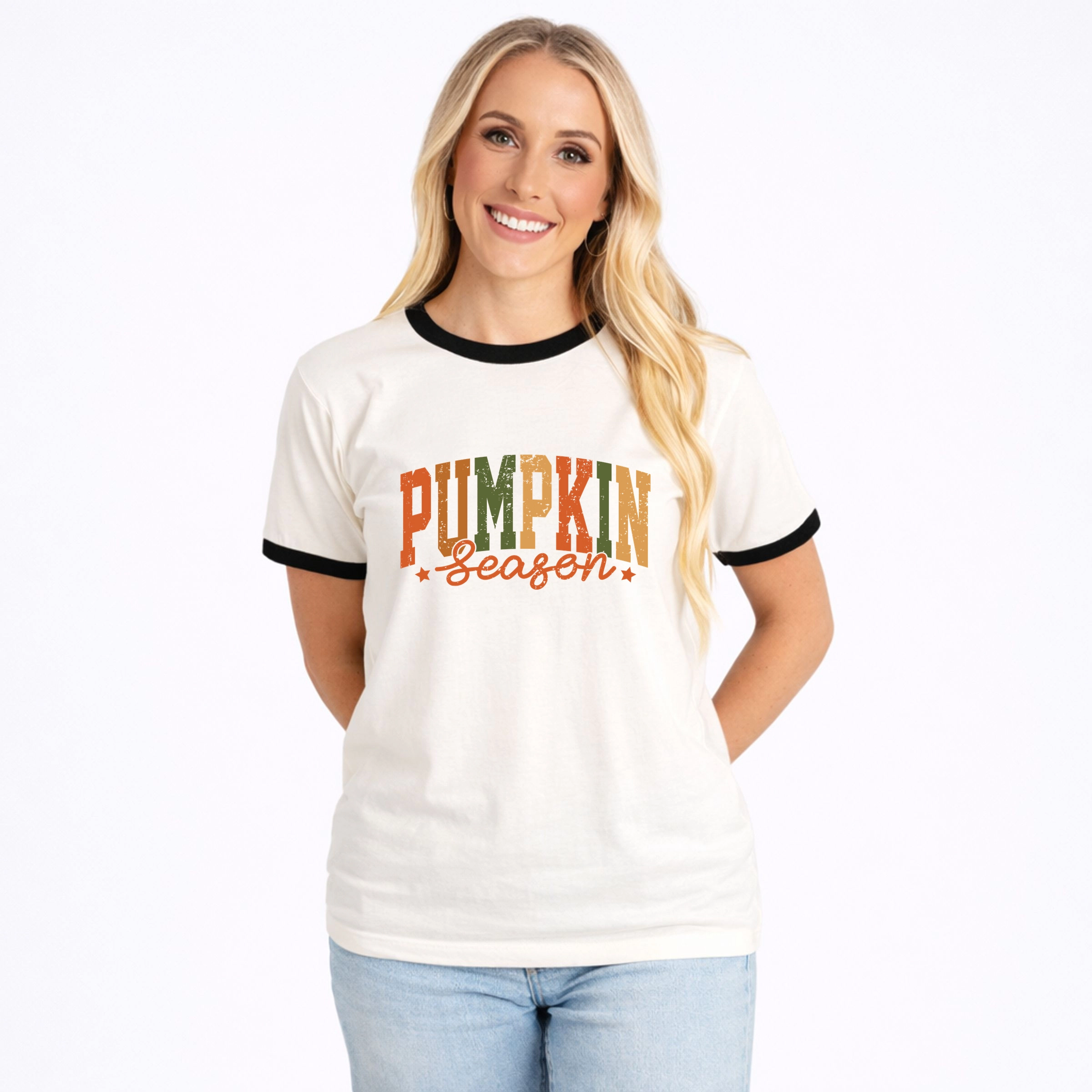 Simply Sage Market - Women's Ringer Graphic T-Shirt Pumpkin Season Multi