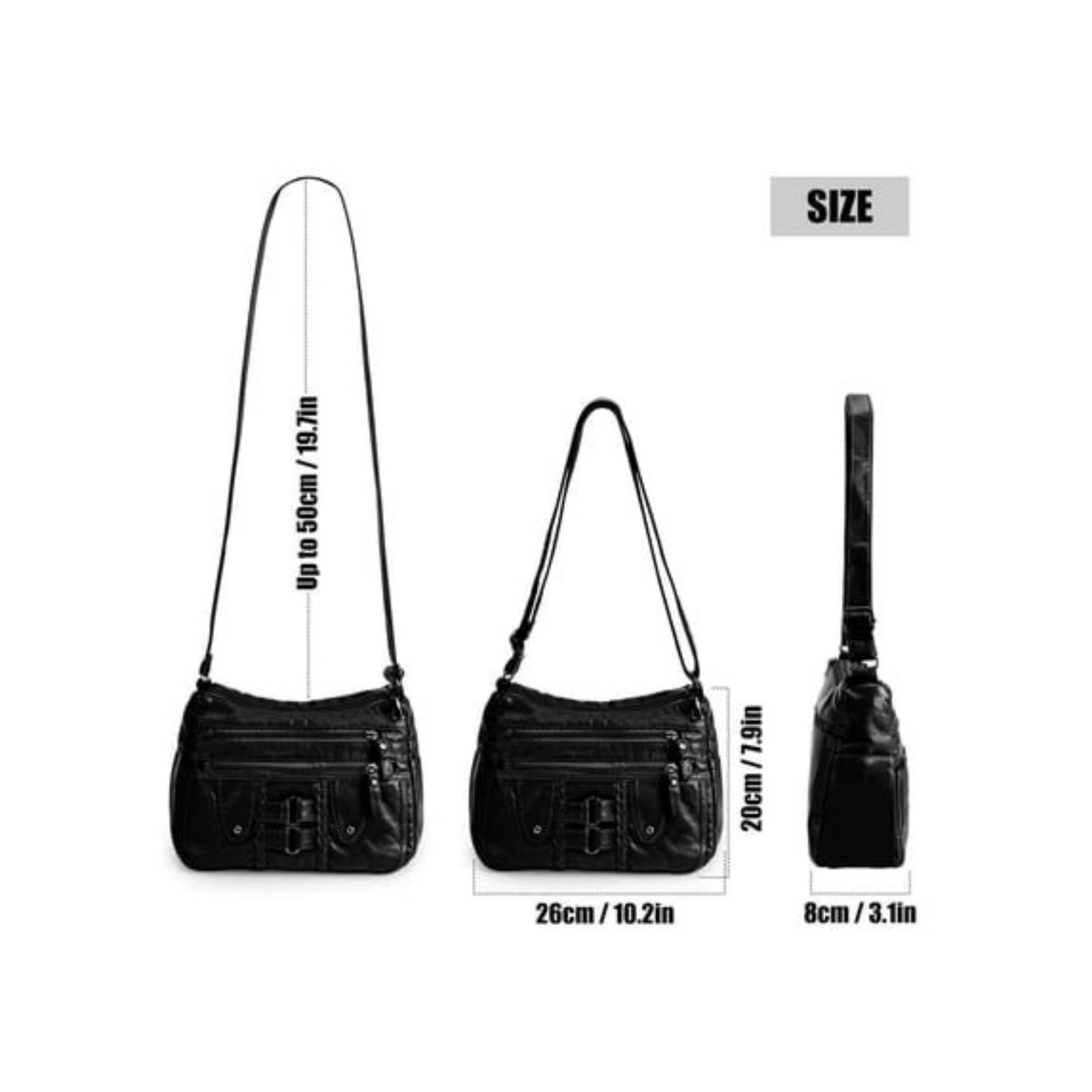 Home Collection Women’s Soft PU Leather Multi Pocket Crossbody Shoulder Bag