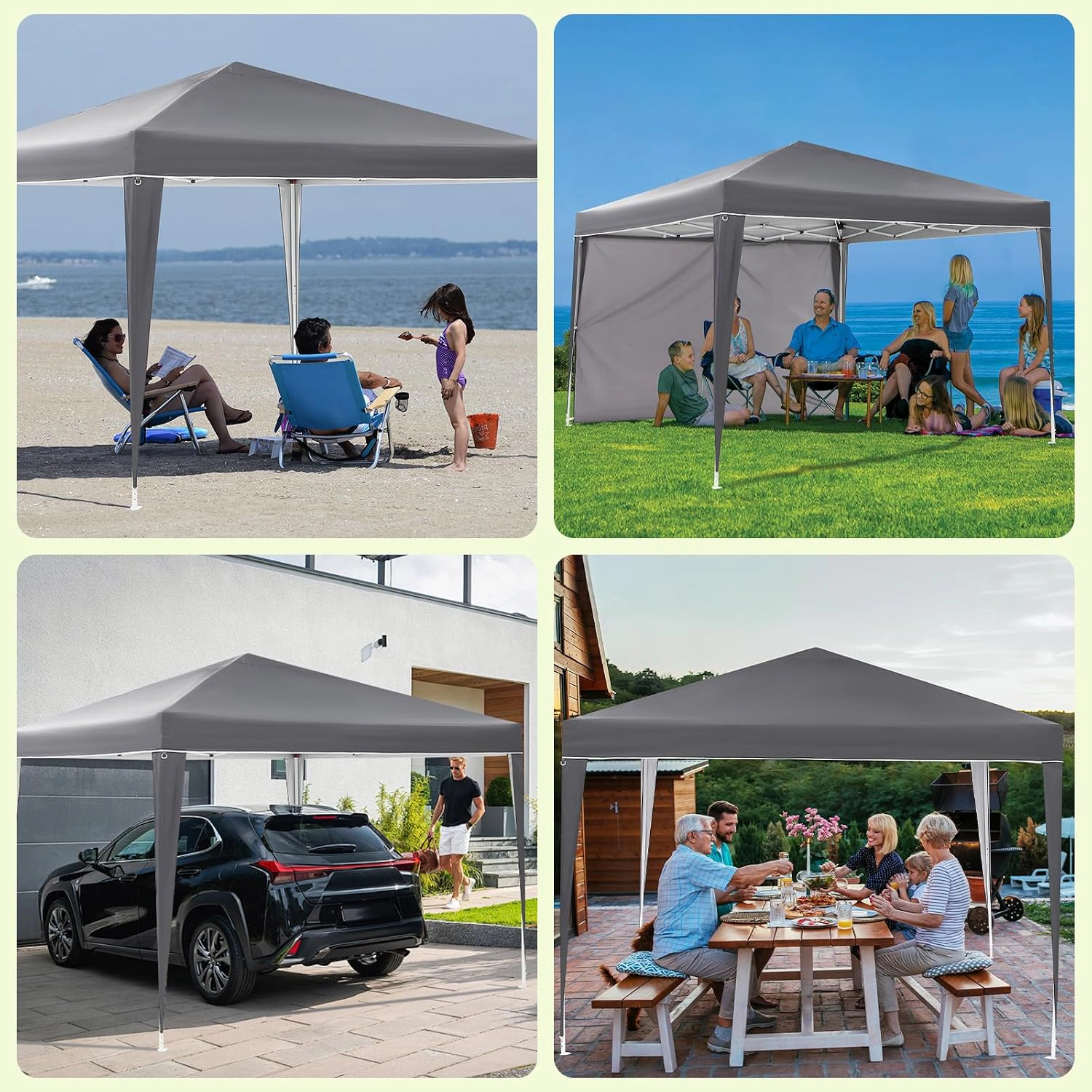 10x10 Pop Up Canopy Tent with Sidewalls, 420D Oxford Waterproof, Wheeled Bag, 1-Person Setup for Party Camping
