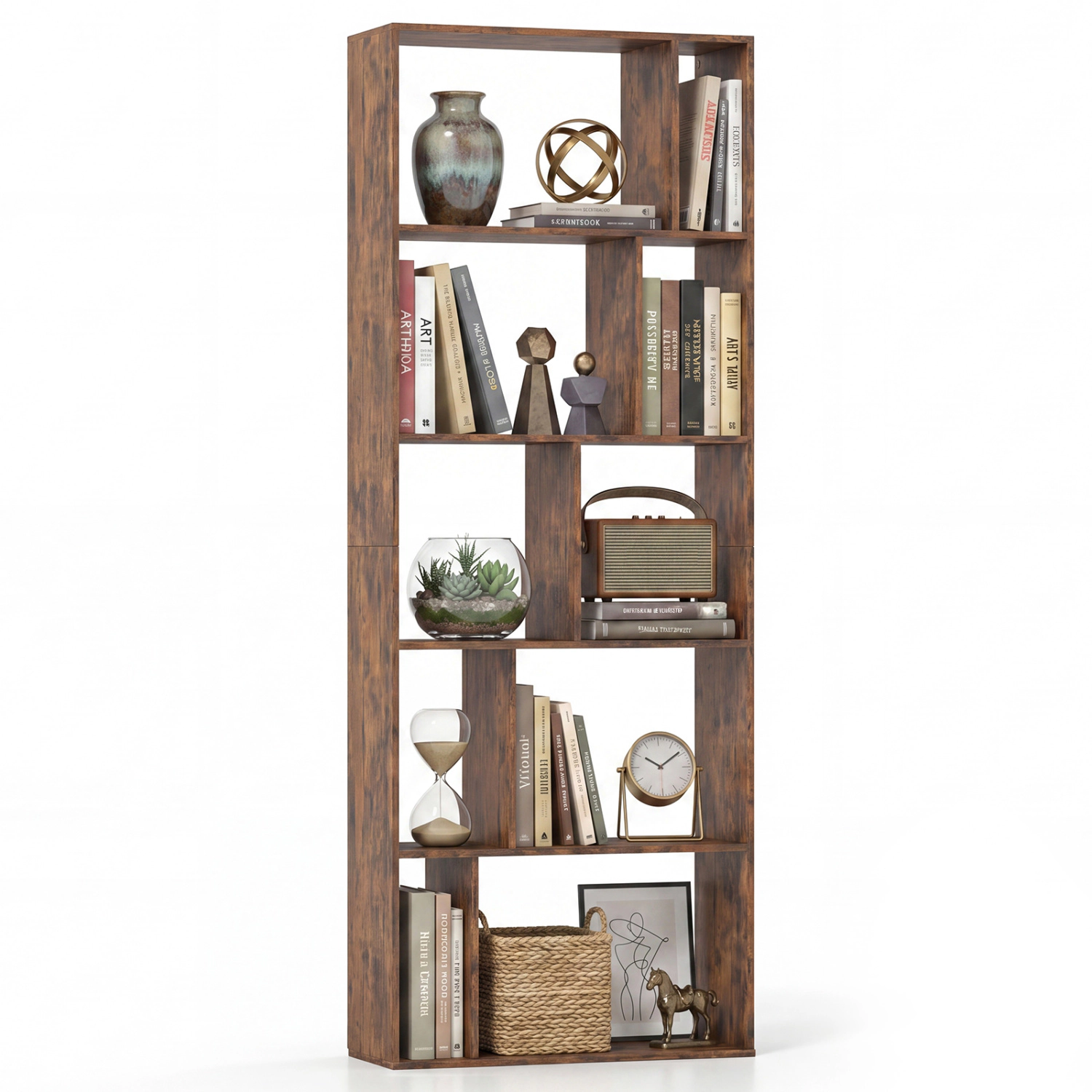 LJG 5-Tier Modern Bookshelf with Open Back and 2 Anti-Tipping Kits
