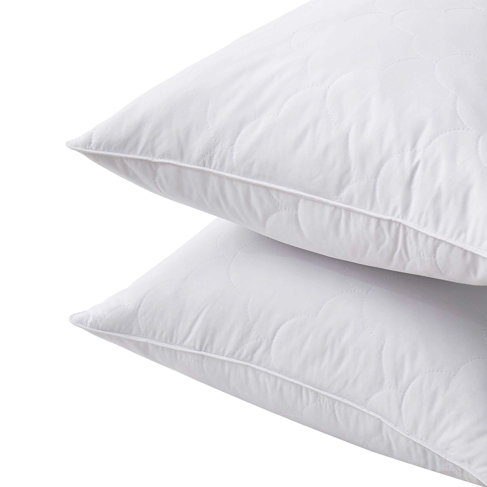 PeaceNest Goose Feather Pillow with Cloud Quilting,Medium Support,Set of 2