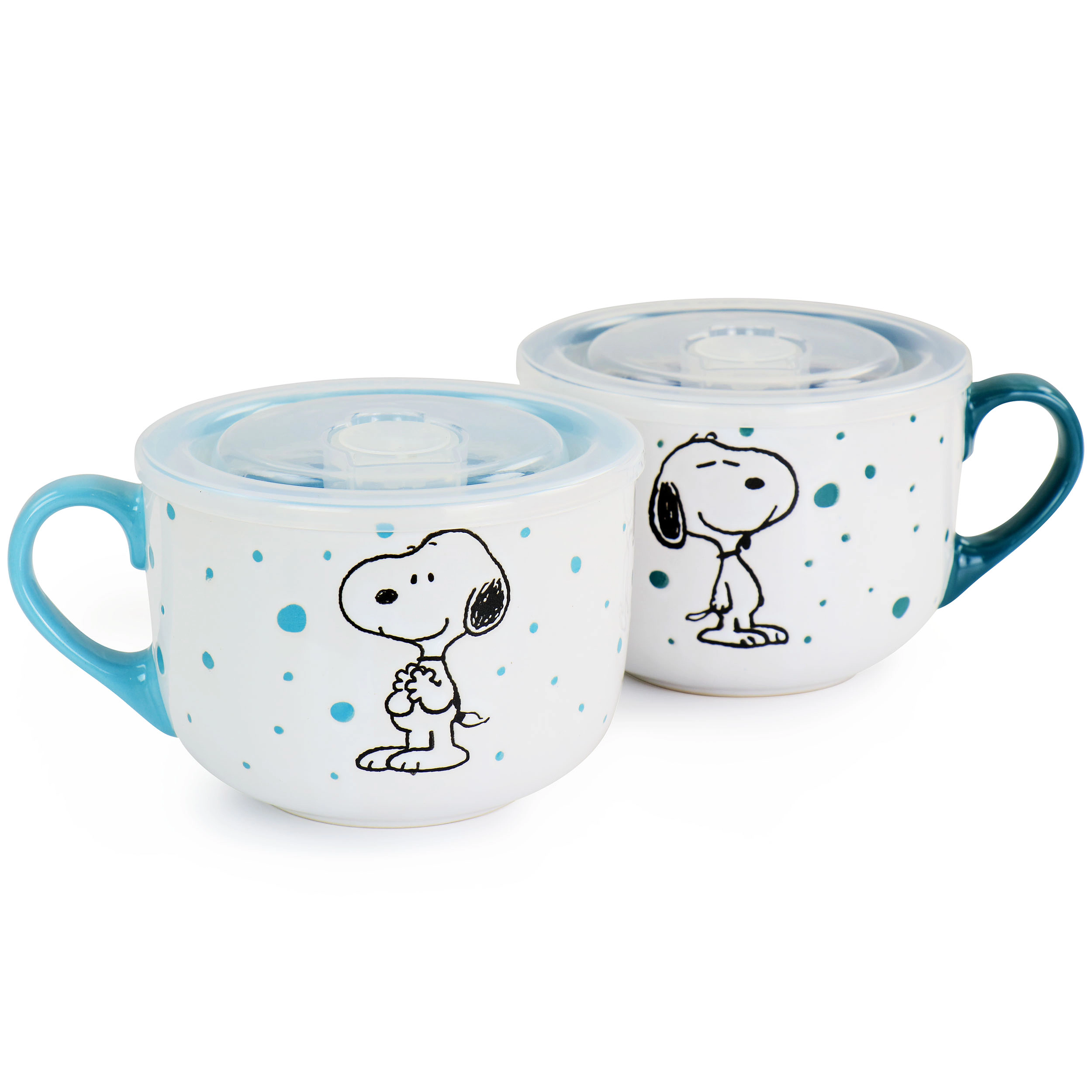 Peanuts Freckled Joy 25oz Stoneware 4 Piece Soup Cup and Lid Set in Assorted Designs