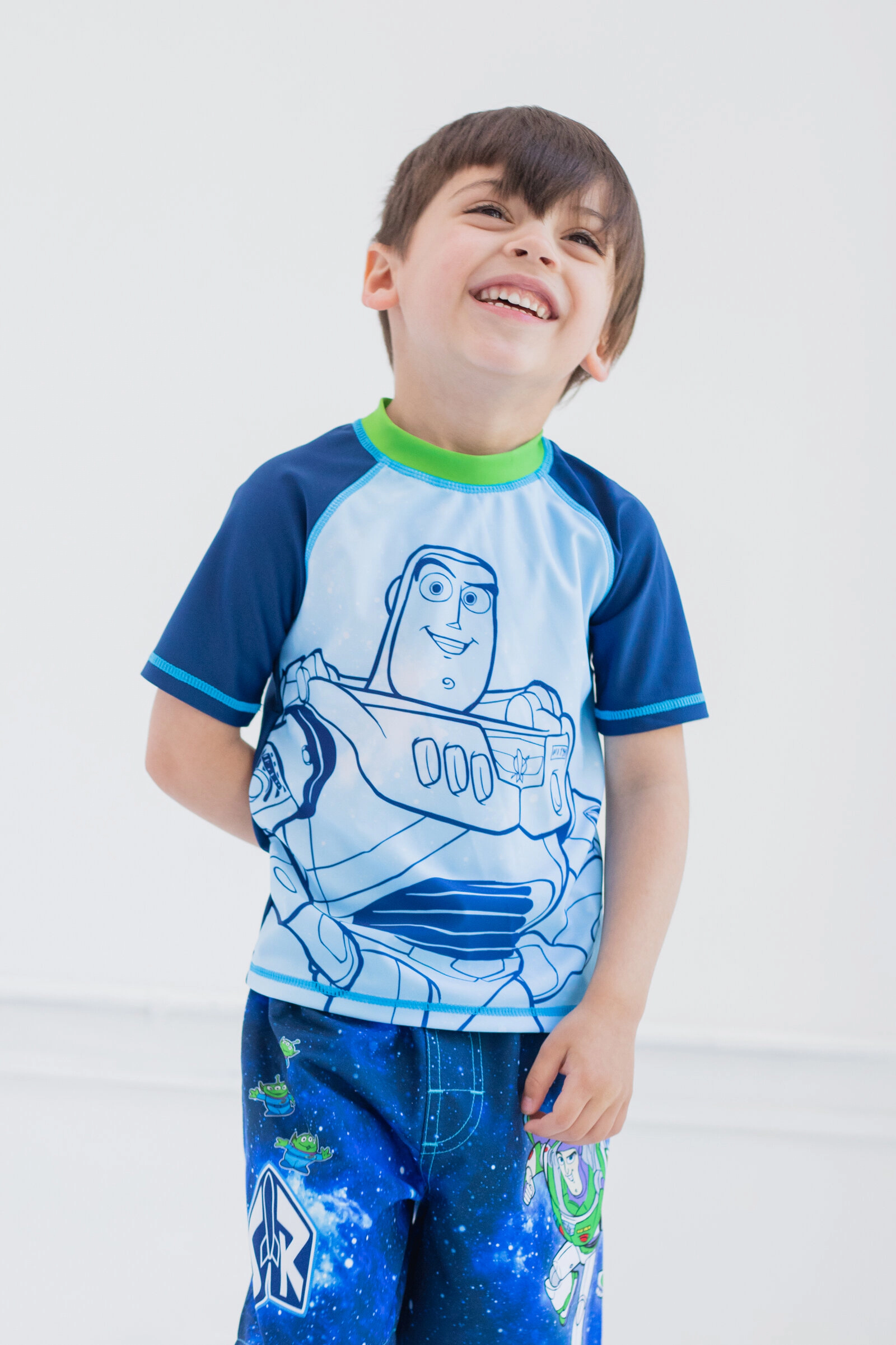 Disney Toy Story Boys' Short Sleeve Rash Guard and Swim Trunks Set