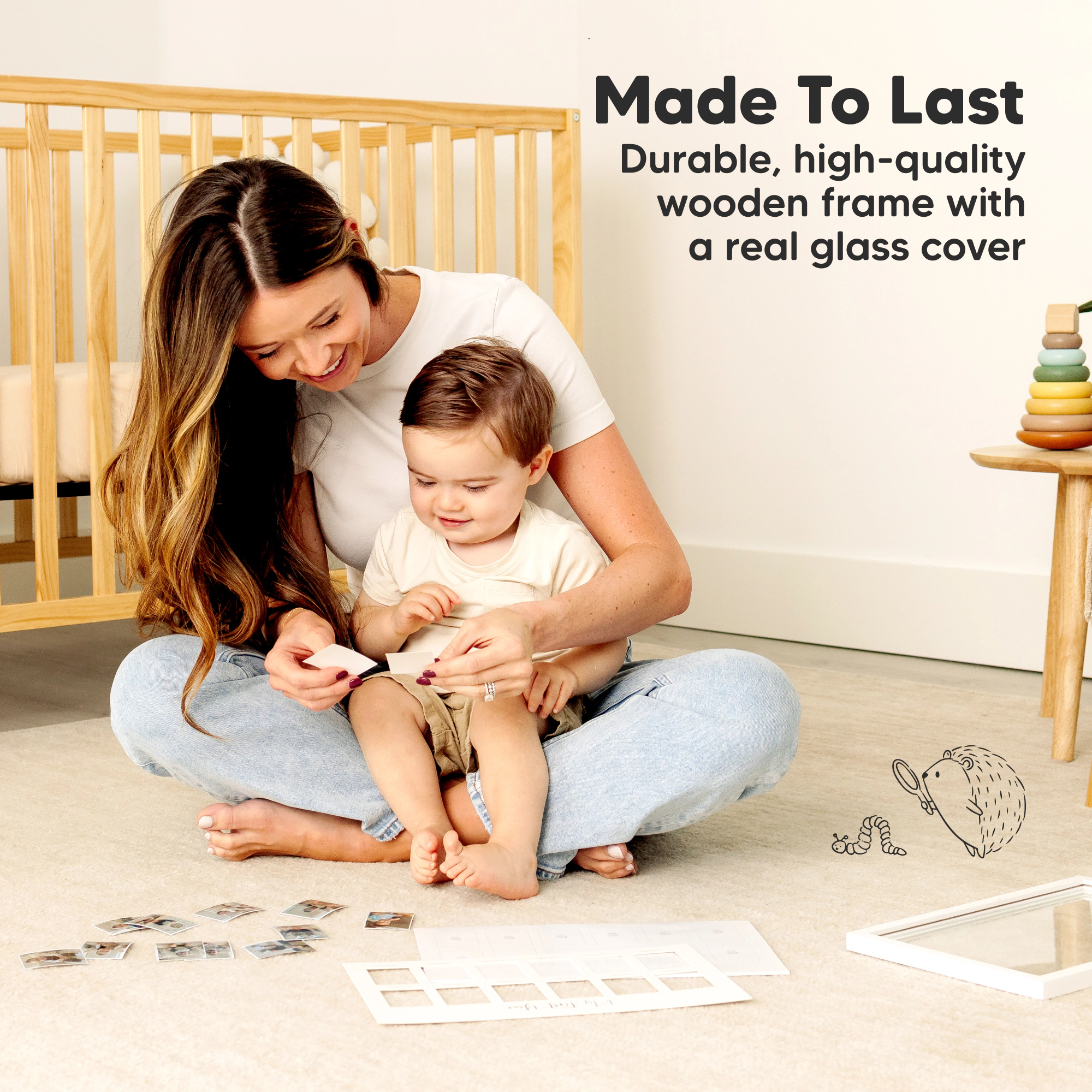 KeaBabies Nova Baby's First Year Picture Frame for Baby Boys, Girls