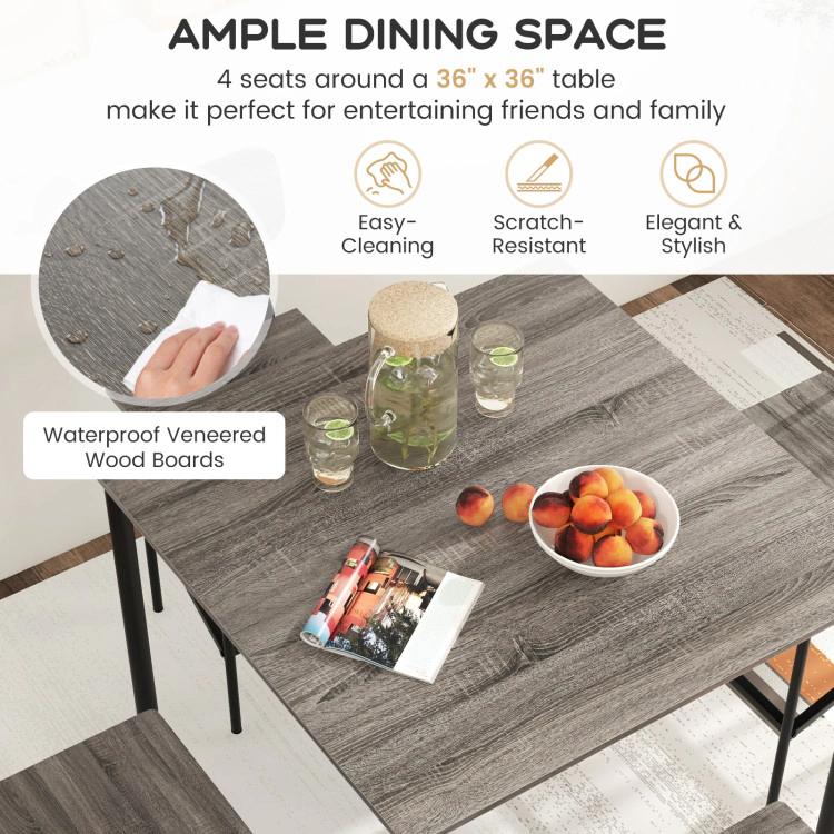 Hivvago 5 Pieces Industrial Dining Table Set With Counter Height And 4 Bar Stools