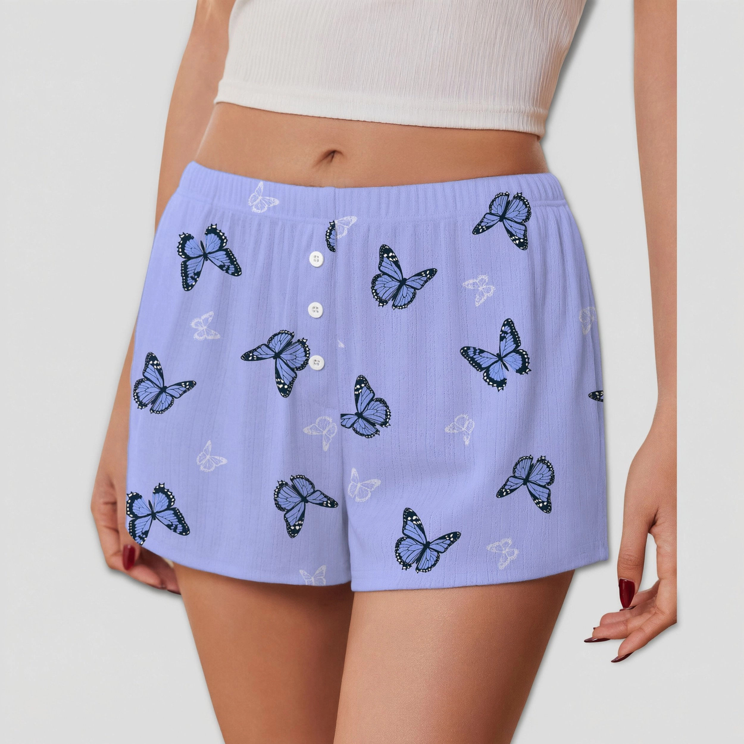 Ekouaer Womens Pajama Short Sleep Cute Micro Mini Pj Bottoms with Pockets