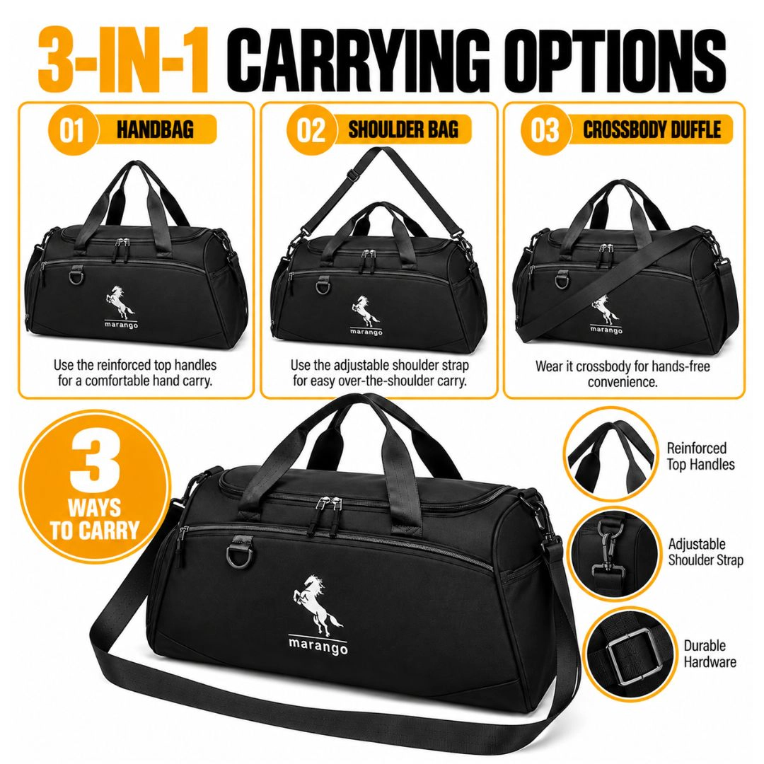 Waterproof Sports Bag with Shoe & Wet Pockets