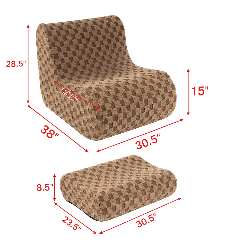 Hivvago Comfortable Bean Bag Chair with Matching Ottoman and High-Resilience Sponge Filling