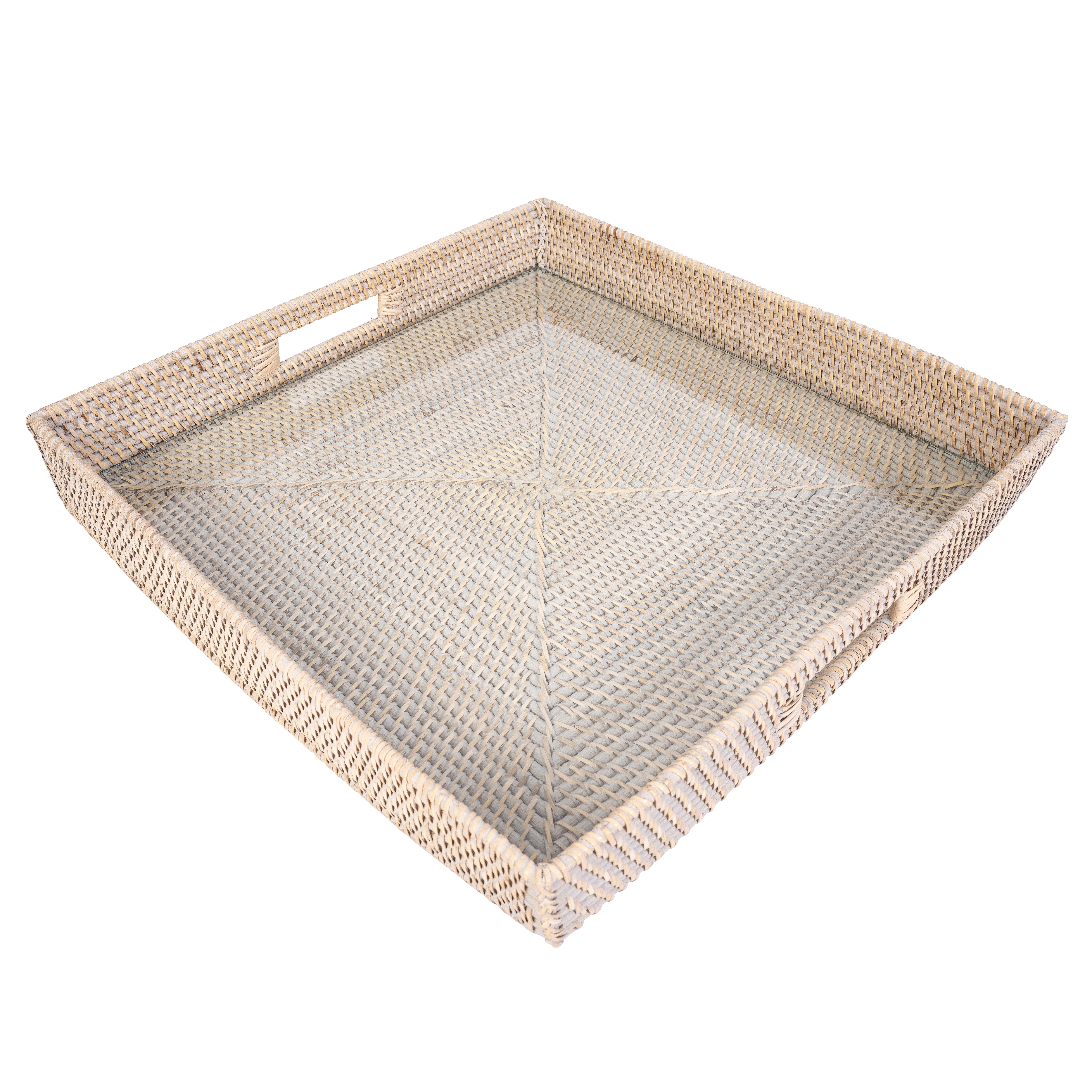Saboga Home™ Square Serving / Ottoman Tray with Glass Insert