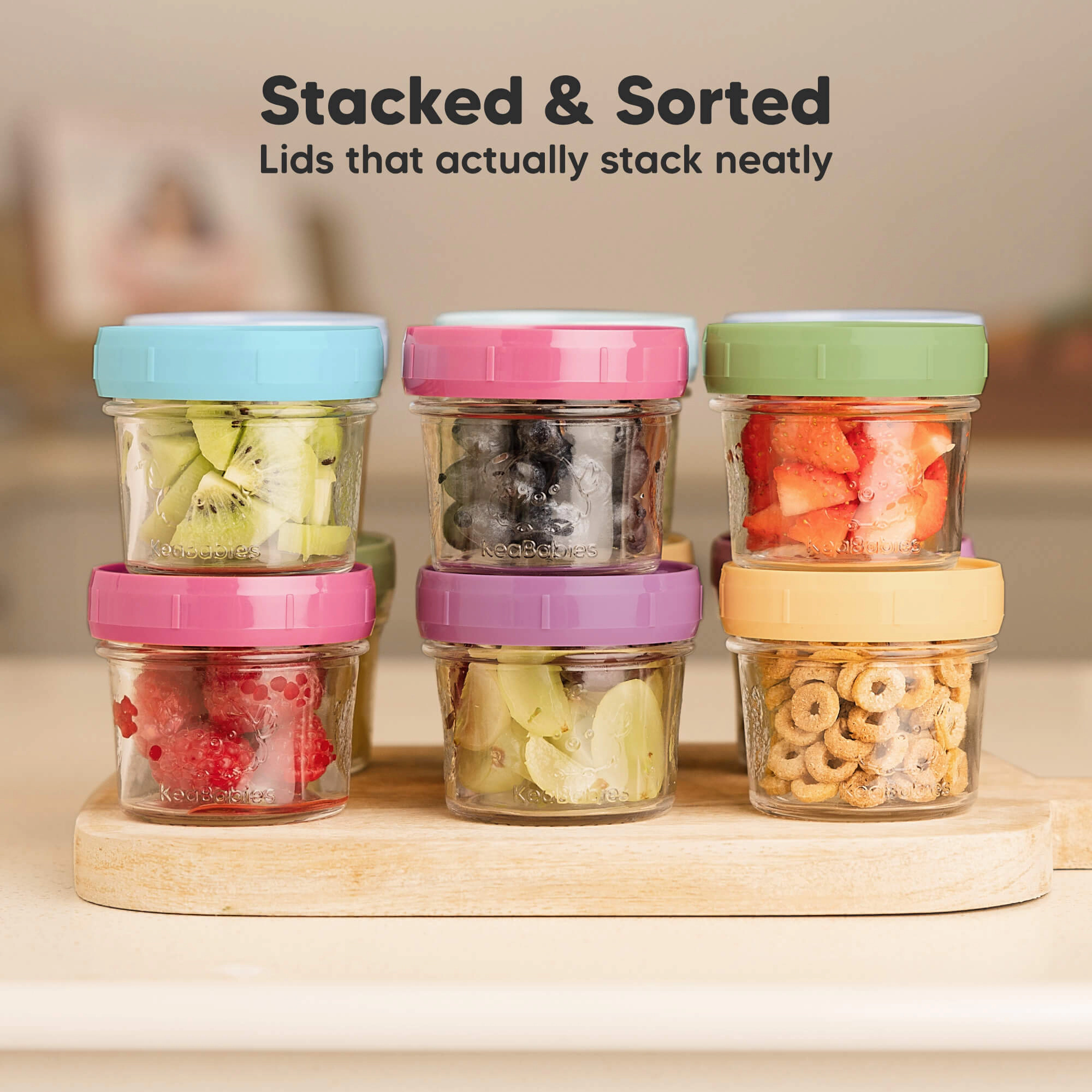 KeaBabies Prep Jars Baby Food Storage Glass Containers for Boys, Girls