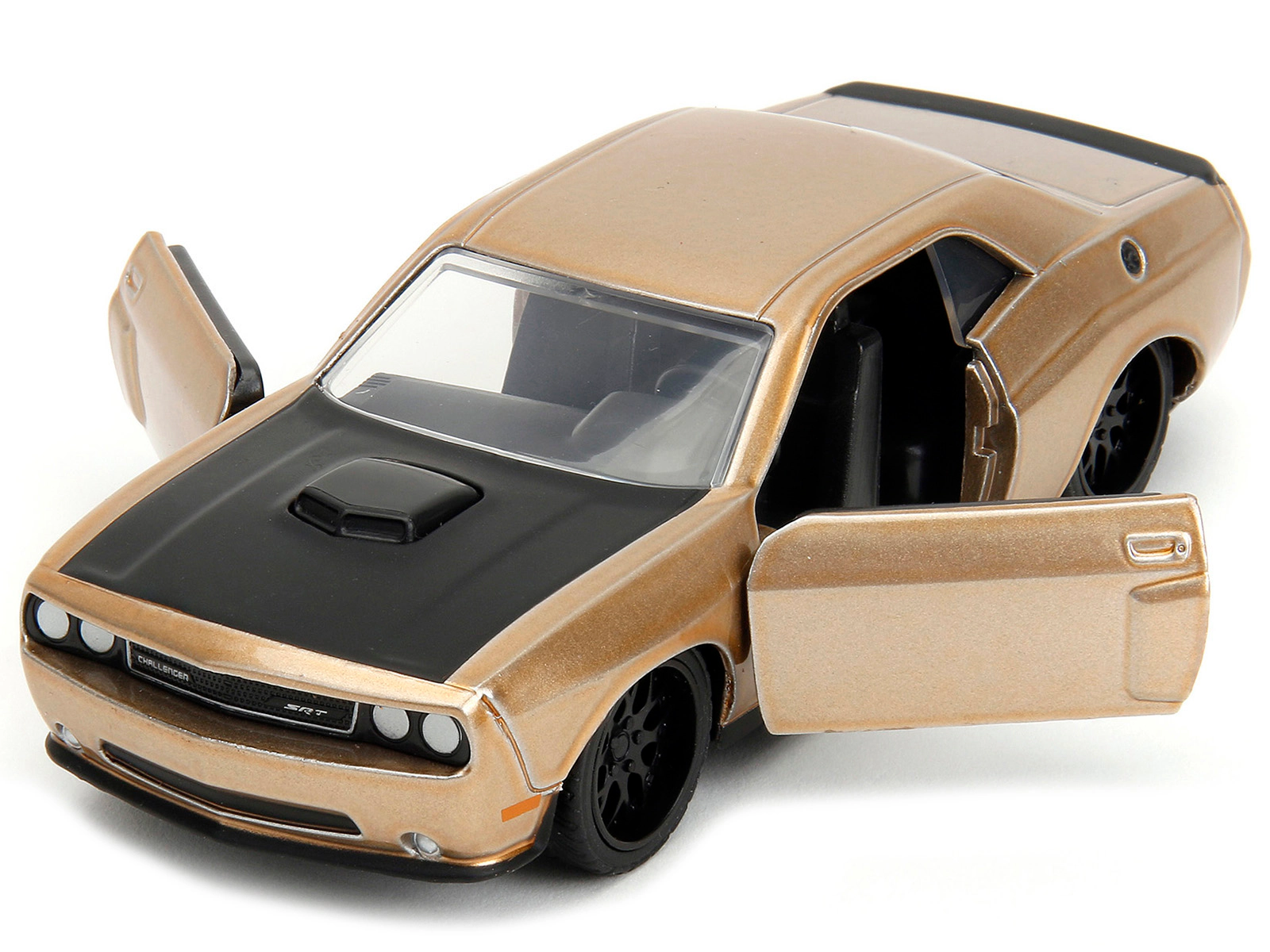 Jada 2012 Dodge Challenger SRT8 Gold Metallic with Black Hood "Pink Slips" Series 1/32 Diecast Model Car by Jada