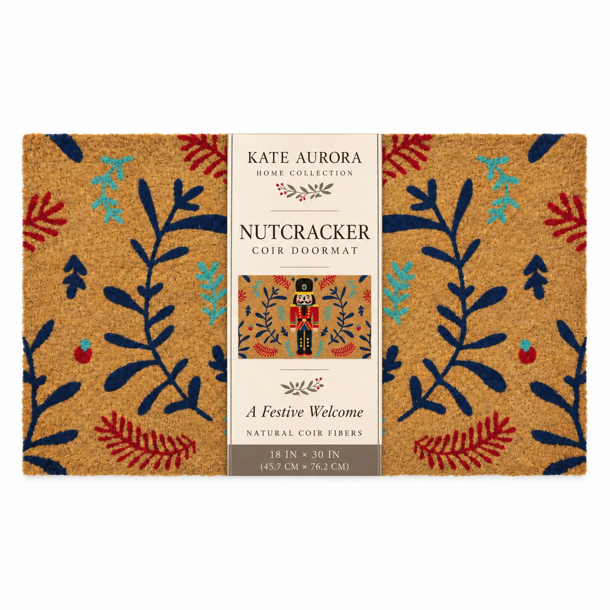 Kate Aurora Christmas Nutcracker Toy Soldier Bristled Coir Outdoor Welcome Mat - 18"x30"