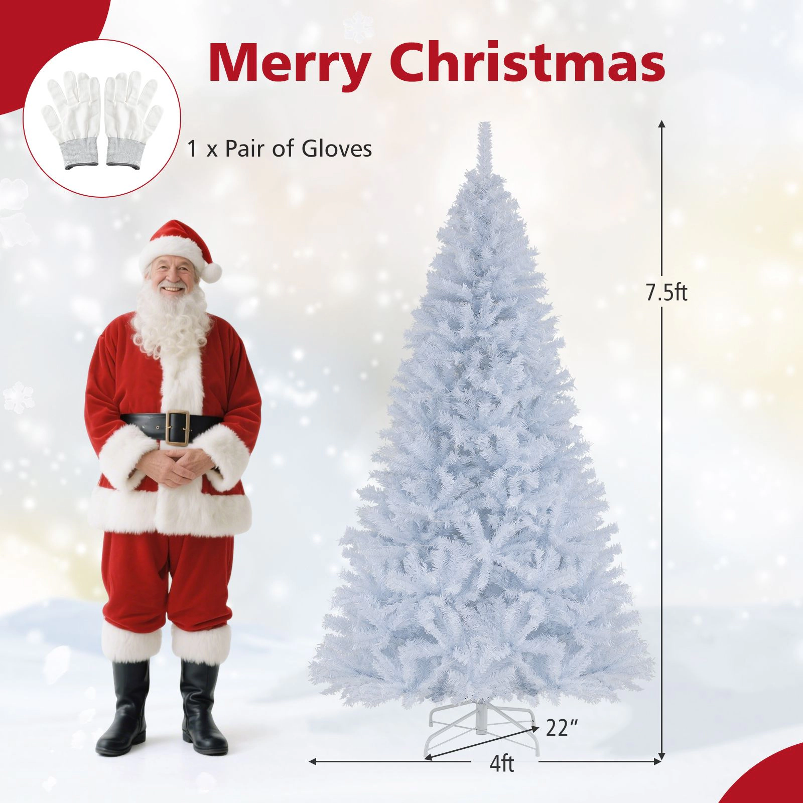 SlickBlue Pre Lit White Christmas Tree with Dual Color LED Lights