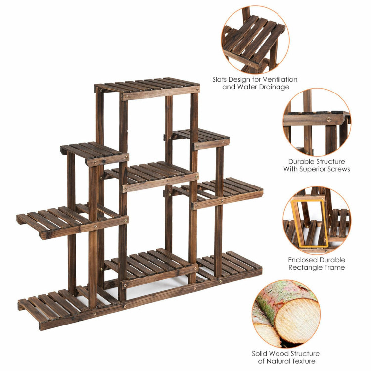 Hivvago 6-Tier Flower Wood Stand Plant Display Rack Storage Shelf