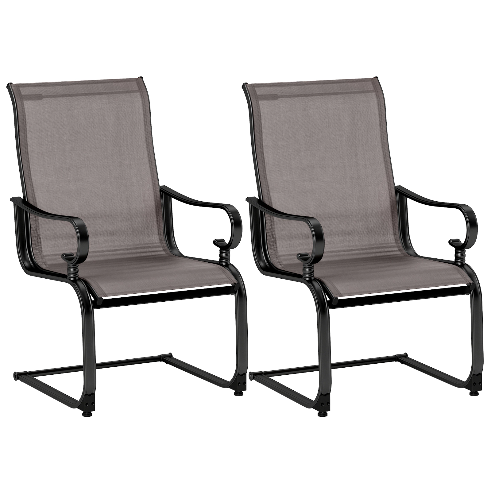 SUGIFT Set of 2 Rocking Patio Chairs with Breathable Quick-drying Fabric 350-lb Capacity Brown Black Gray