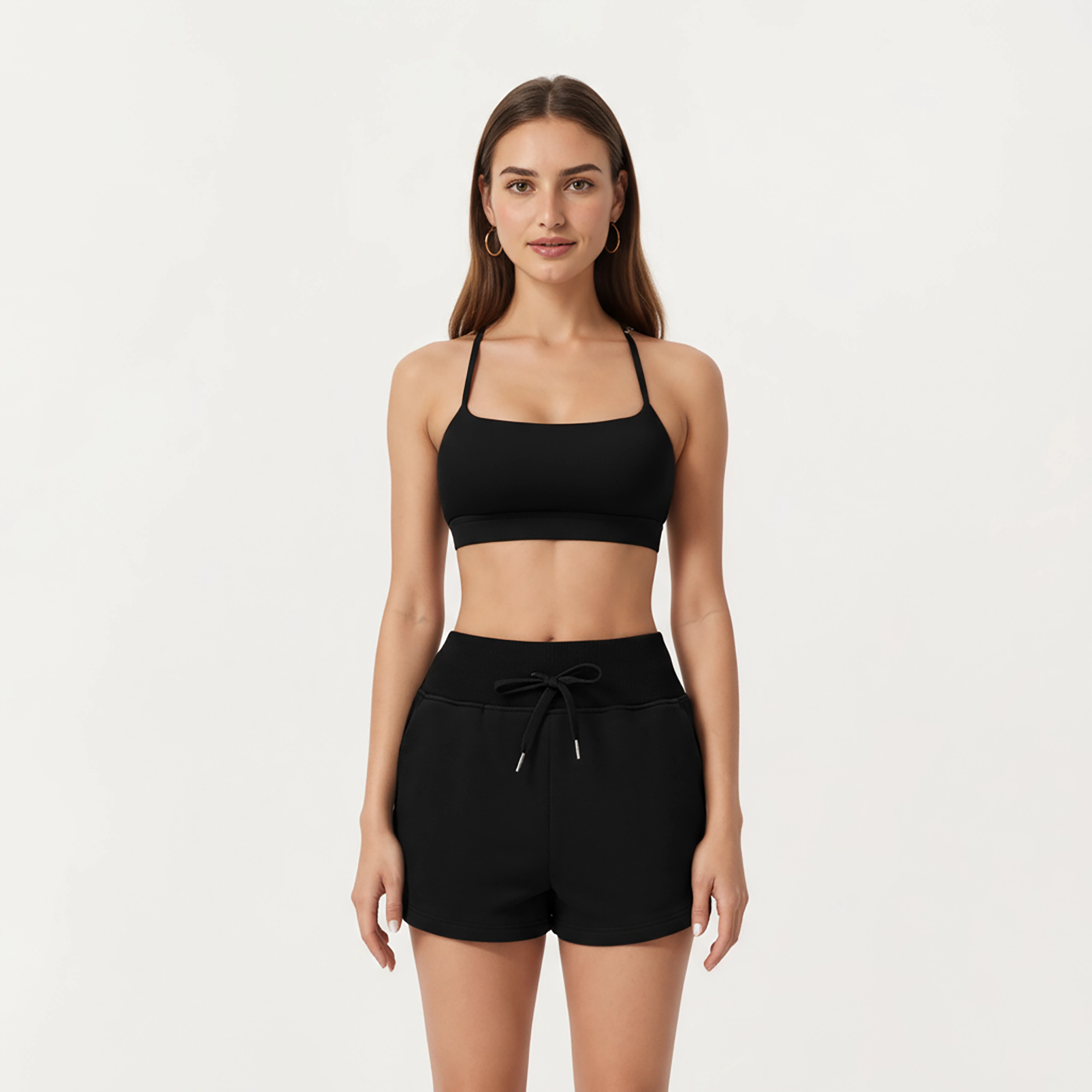 Anna-Kaci Women's High-Waist Drawstring Athletic Shorts with Soft Stretch Fabric and Side Pockets
