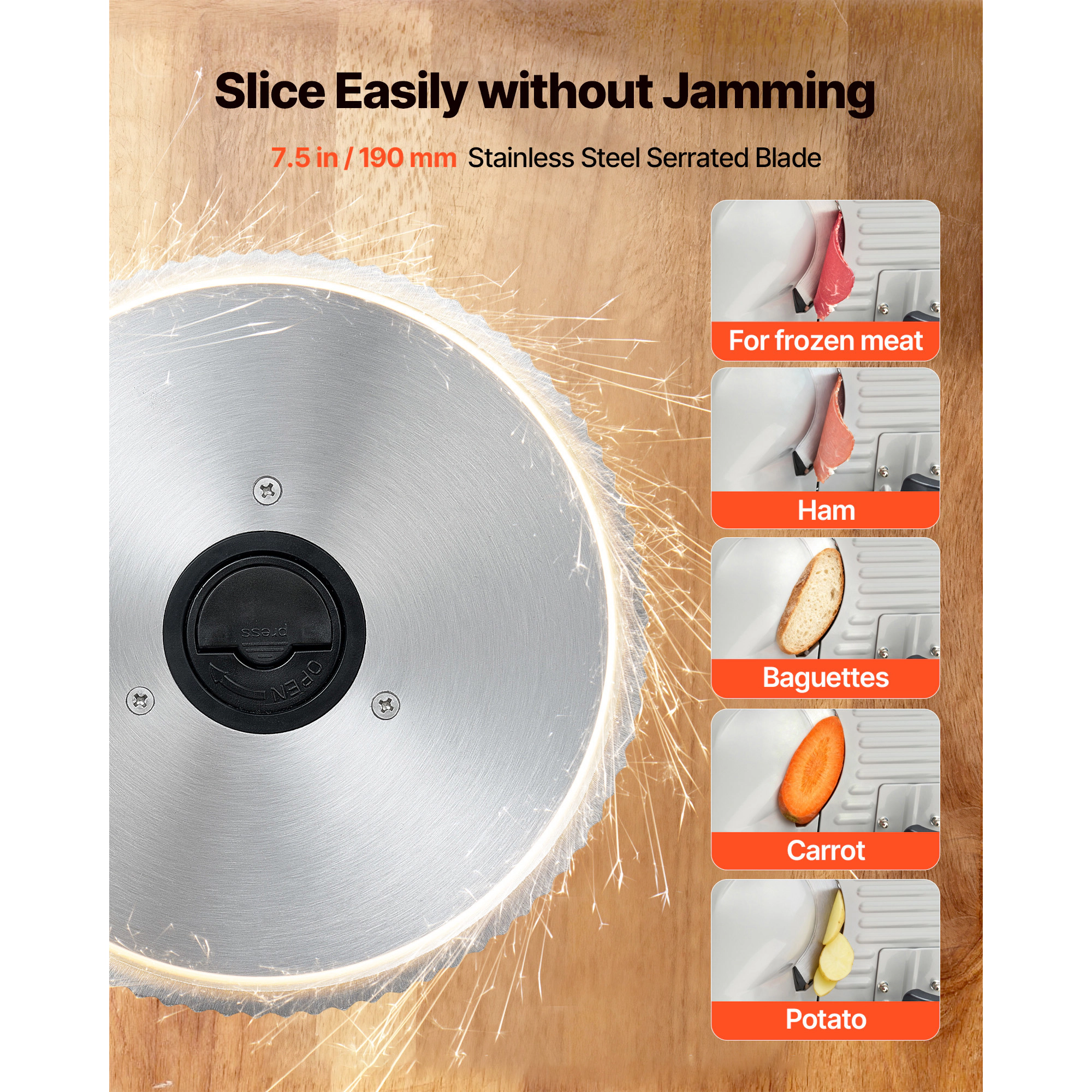 HONGGE Meat Slicer, Electric Deli Slicer with SUS420 Blade, 0-0.6 Adjustable Thickness, Home Food-Slicer for Meat, Ham