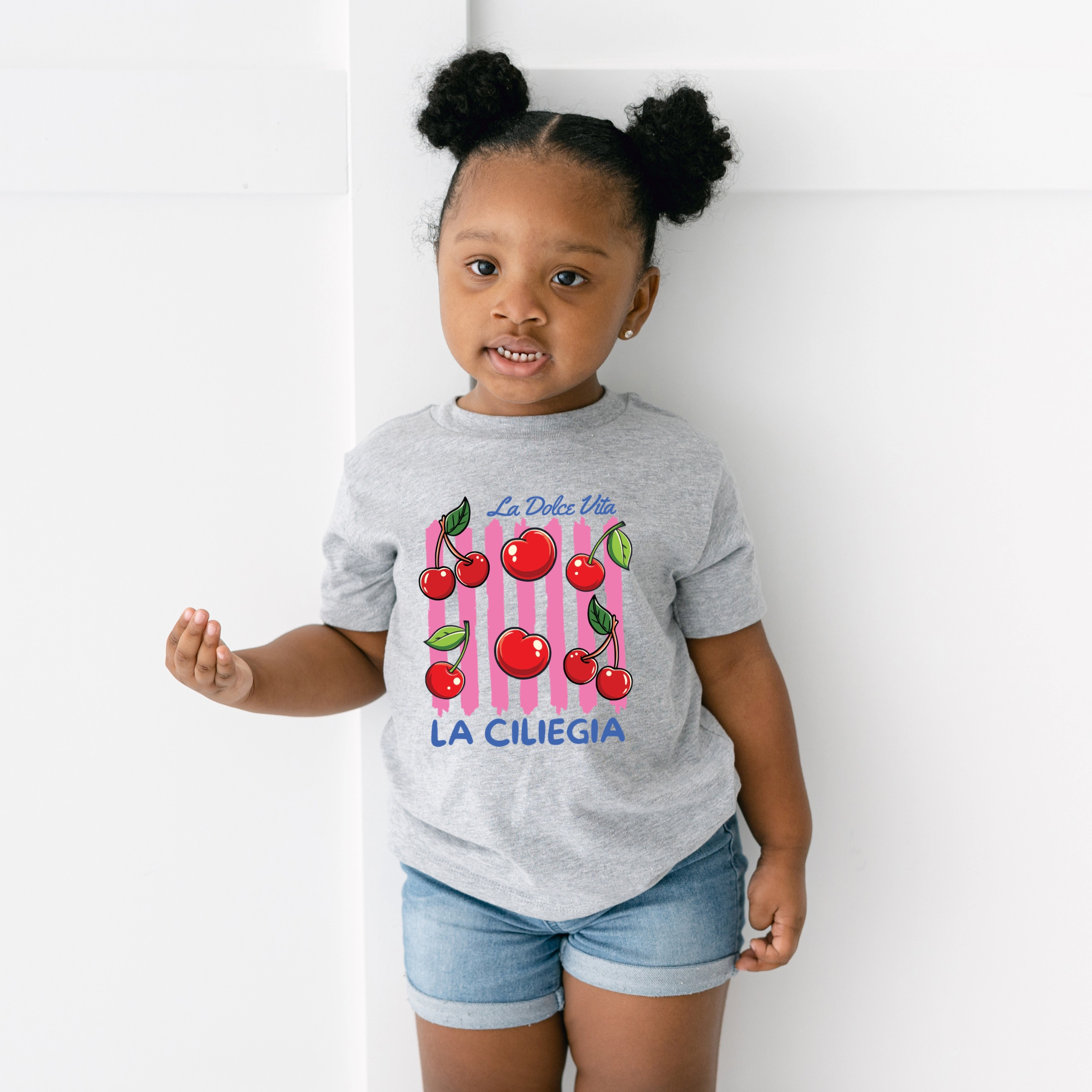 The Juniper Shop - La Ciliegia Stripes Toddler Short Sleeve Graphic T-Shirt