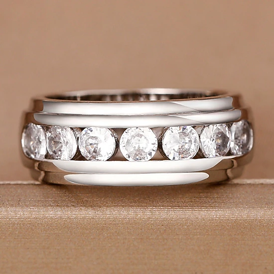 Wardrobe Whimsy Womens Channel Set Round CZ Half Eternity Ring White ...