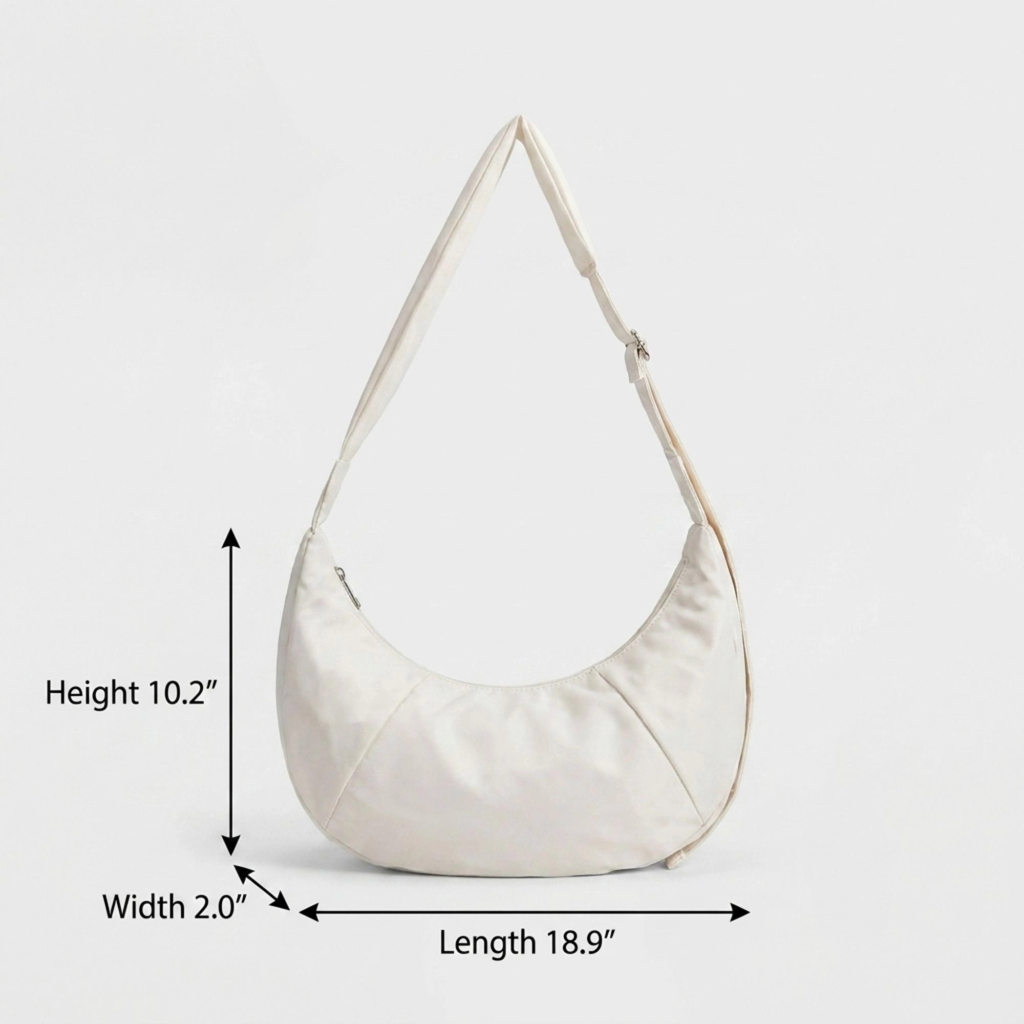 Alilang Women's Padded Crescent Crossbody Bag with Adjustable Shoulder Strap, Beige