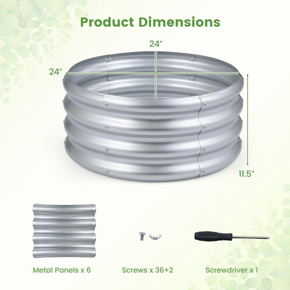 Hivvago Round Galvanized Raised Garden Bed with Open-Ended Base