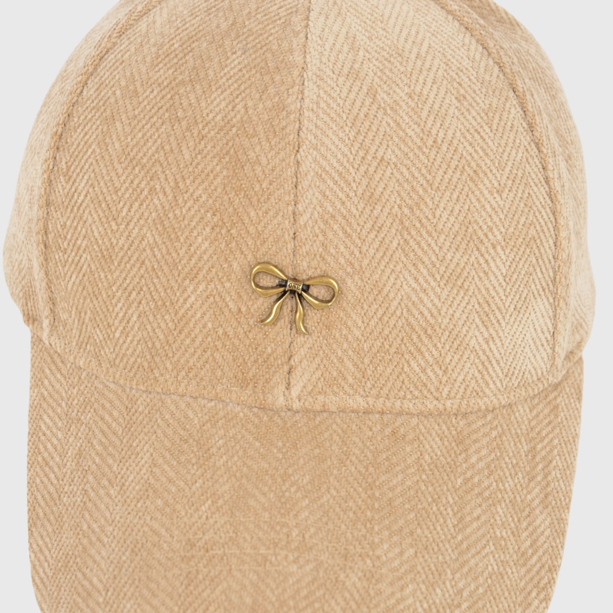 Anna-Kaci Women's Herringbone Baseball Cap with Bow Accent and Curved Brim