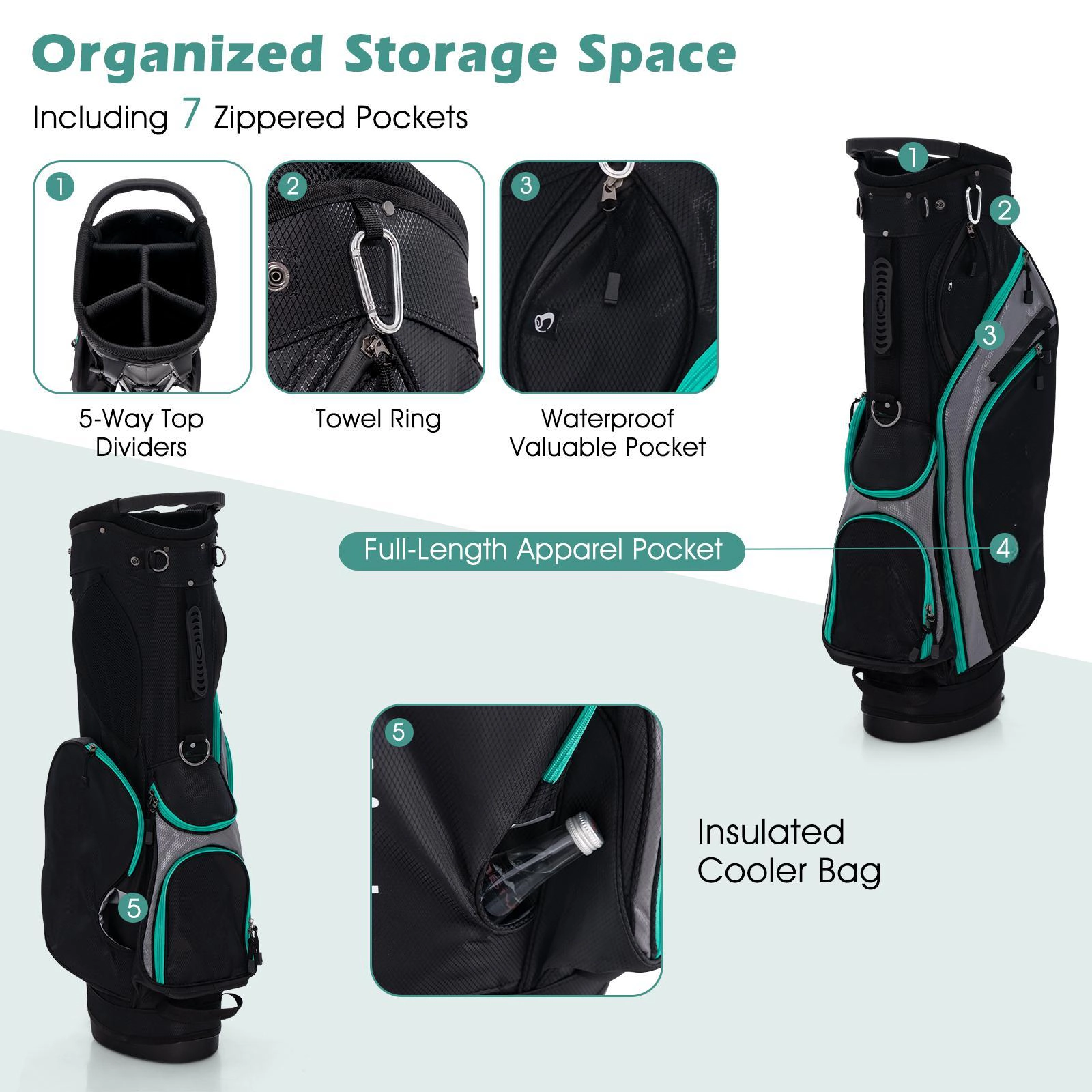 SUGIFT Green 460cc Driver and Stand Bag 11-Piece Complete Golf Club Package Set