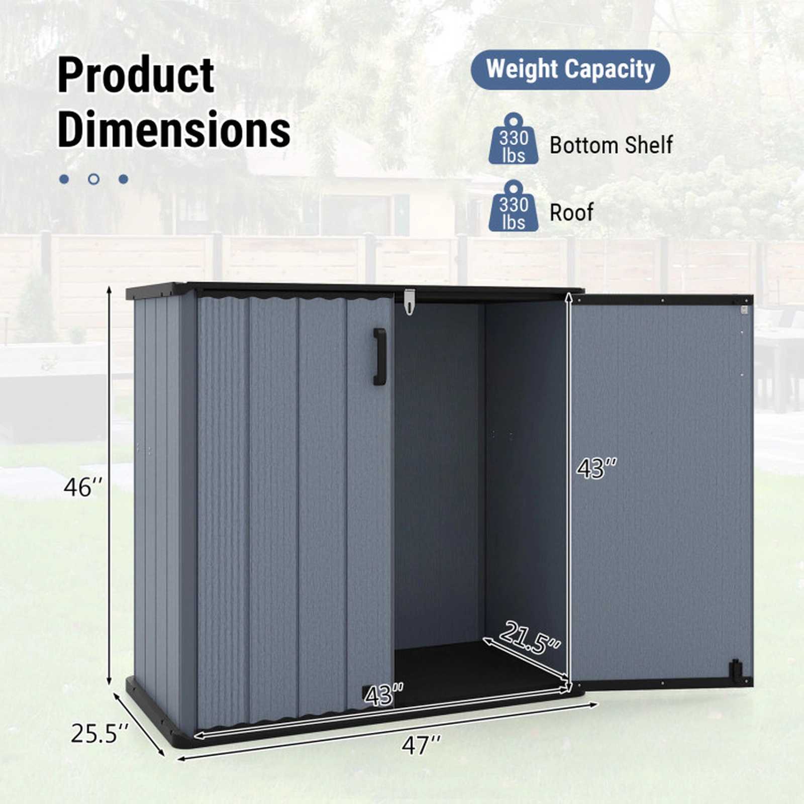 SUGIFT 23.5-cu ft All-Weather Outdoor Storage Box with Floor Lockable Door and Grooved Drainage Roof