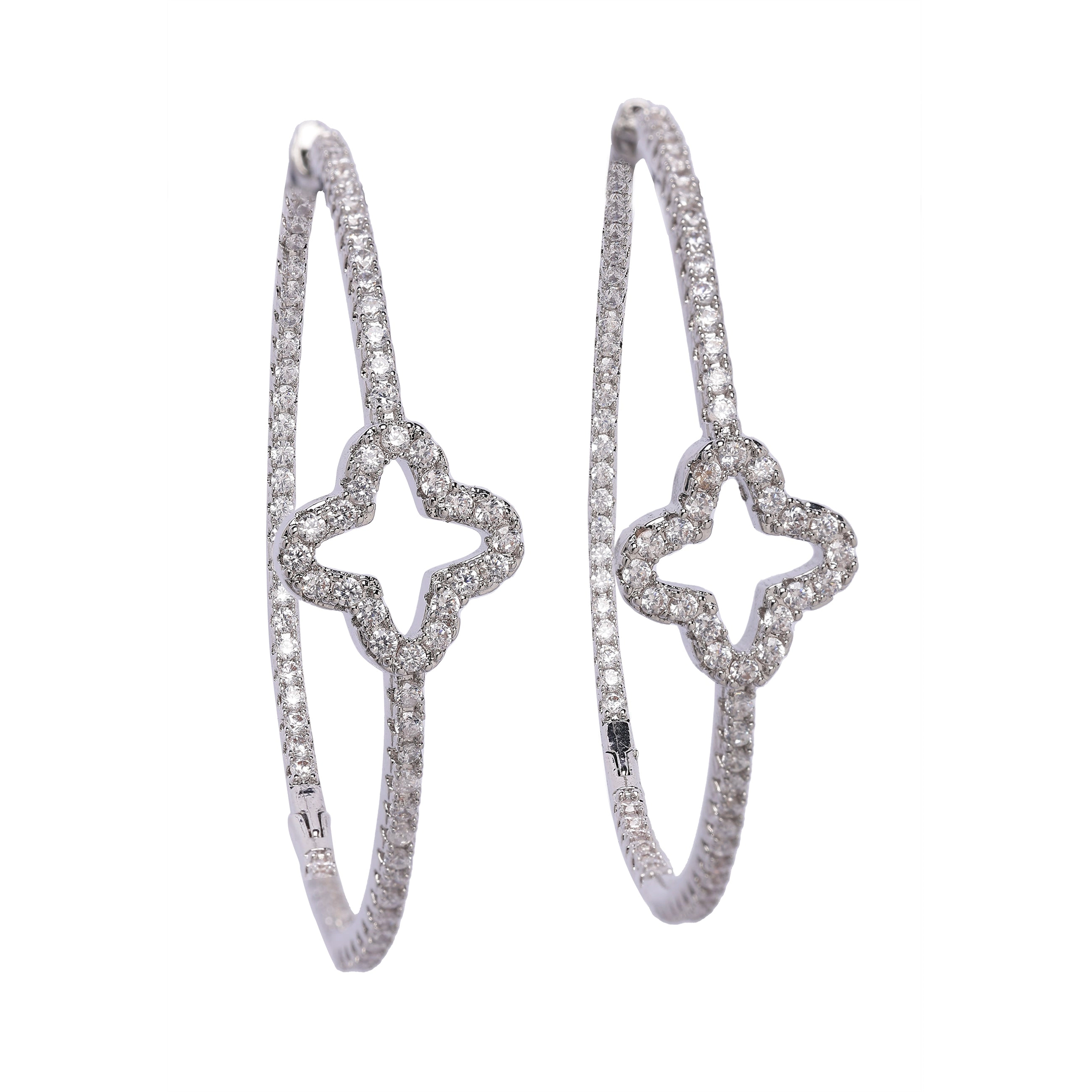 AGP PARIS Womens Clover Hoop Earrings